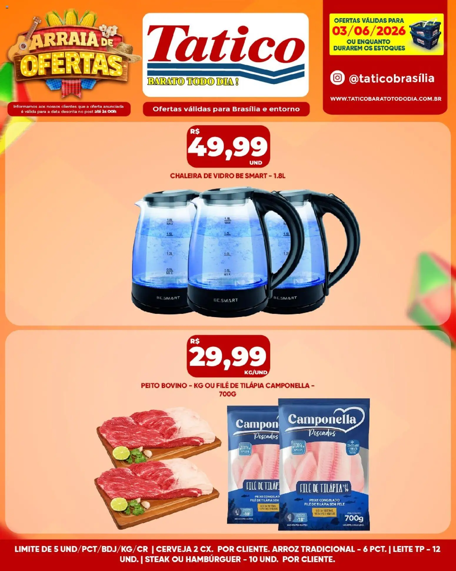 Tatico Folheto - válido de 04.06.2026 | Página: 49 | Produtos: Chaleira, Peixe, Hambúrguer, Filé de tilápia