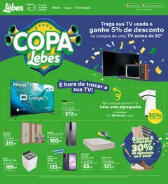 Lebes - Ofertas atuais - Pré-Visualização do folheto da loja Lebes, válido de 01.06.2026 | Página: 1 | Produtos: smart TV, Colchão, Pipoqueira, Copa