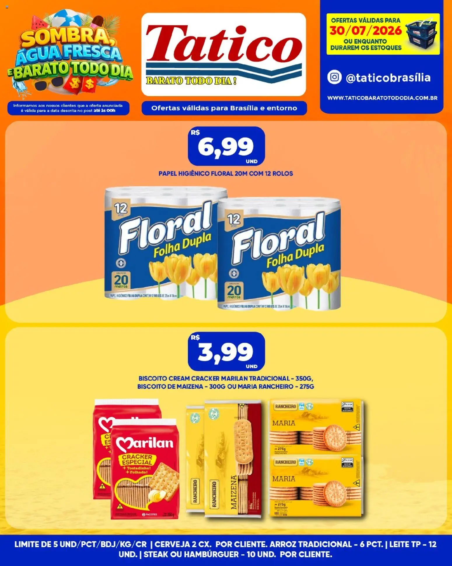 Tatico Folheto - válido de 31/07/2026 | Página: 23 | Produtos: Leite, Cerveja, Arroz, Papel higiênico