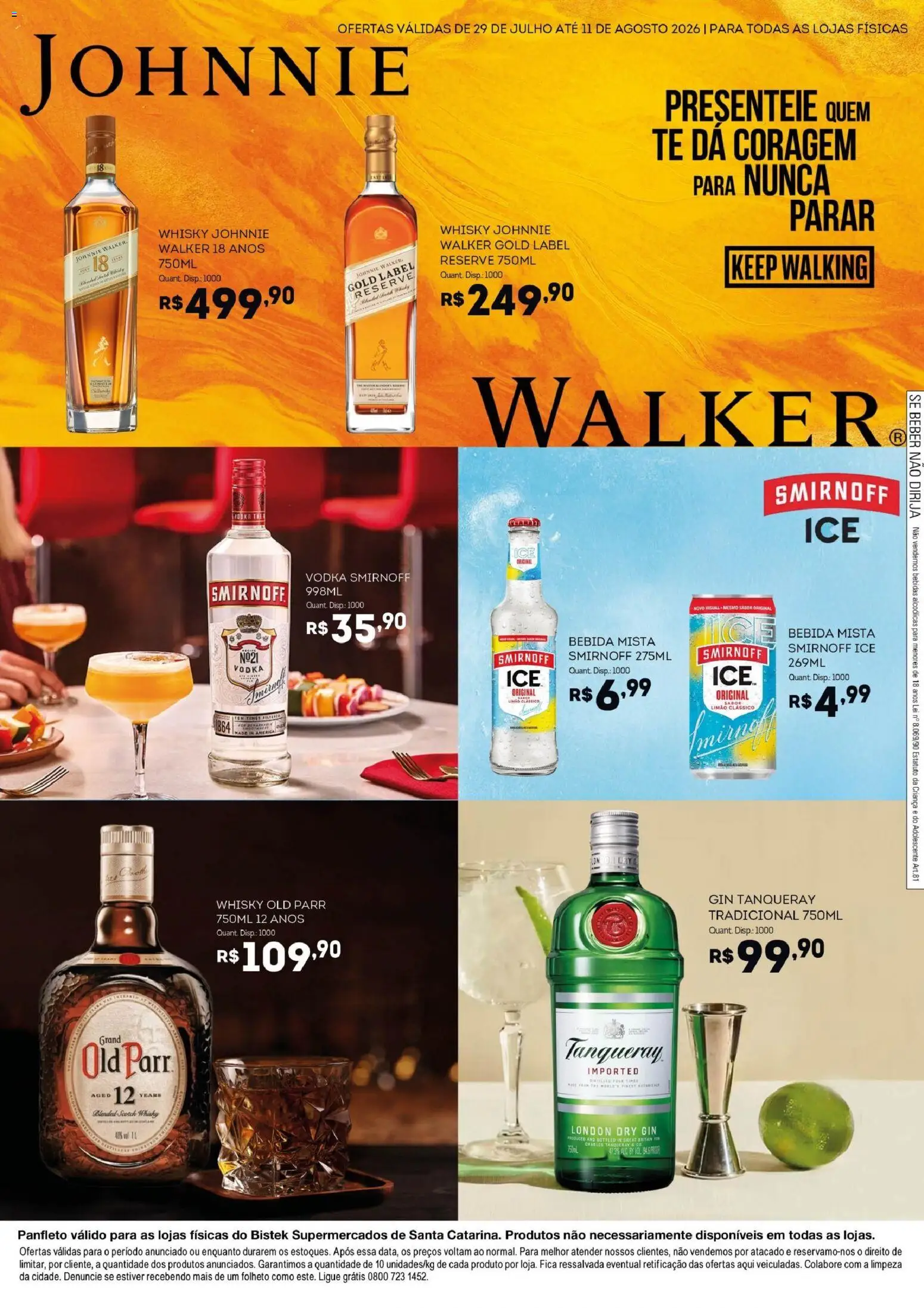 Bistek Supermercados Folheto - válido de 29/07/2026 | Página: 2 | Produtos: Whisky, Gin, Vodka, Bebida