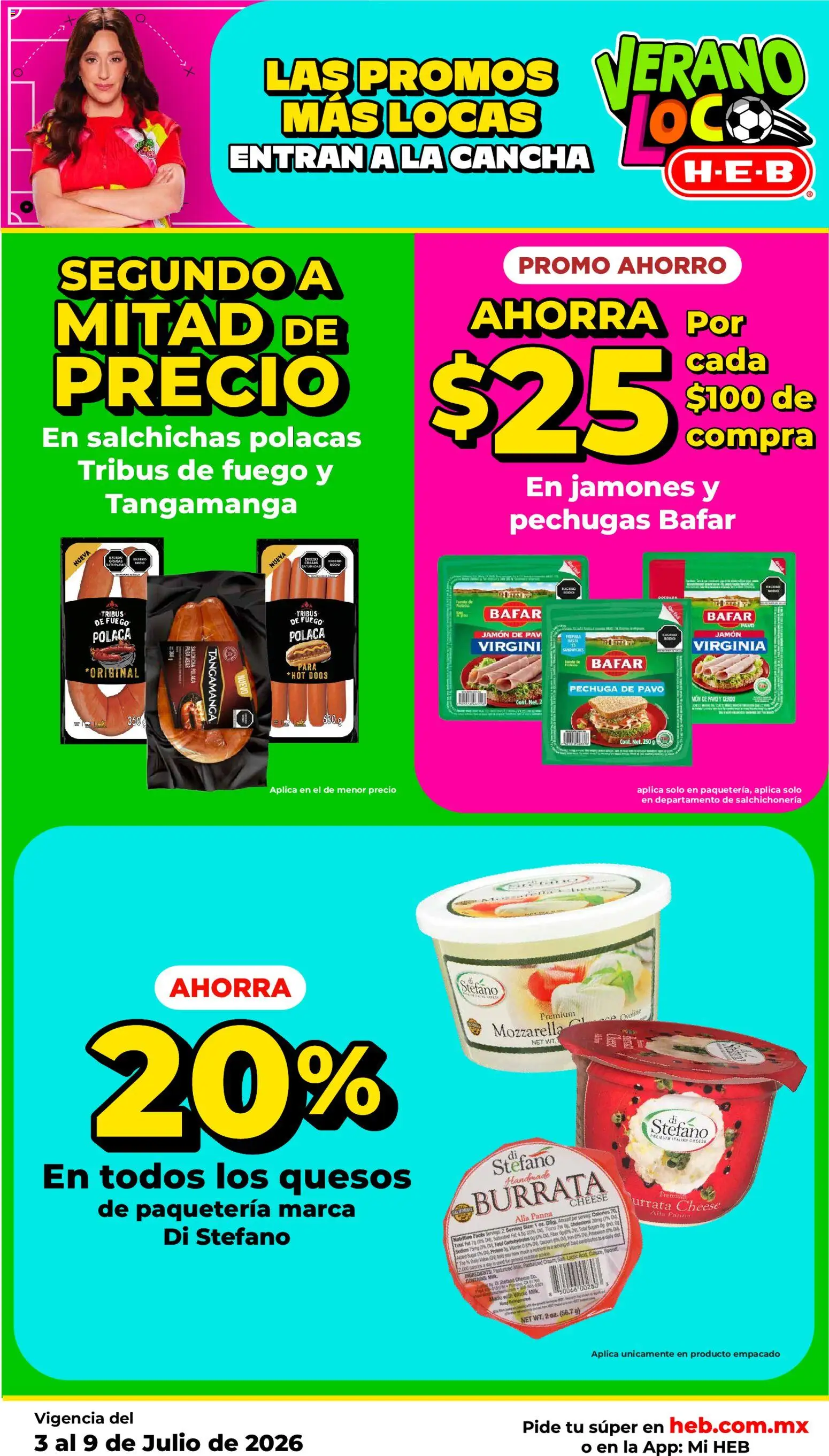 Nuevas ofertas de H-E-B válidas en toda la República Mexicana desde el 03/07/2026. ¡Encuentra las mejores ofertas en H-E-B folleto! | Página: 18 | Productos: Salchicha, Jamón, Cerdo