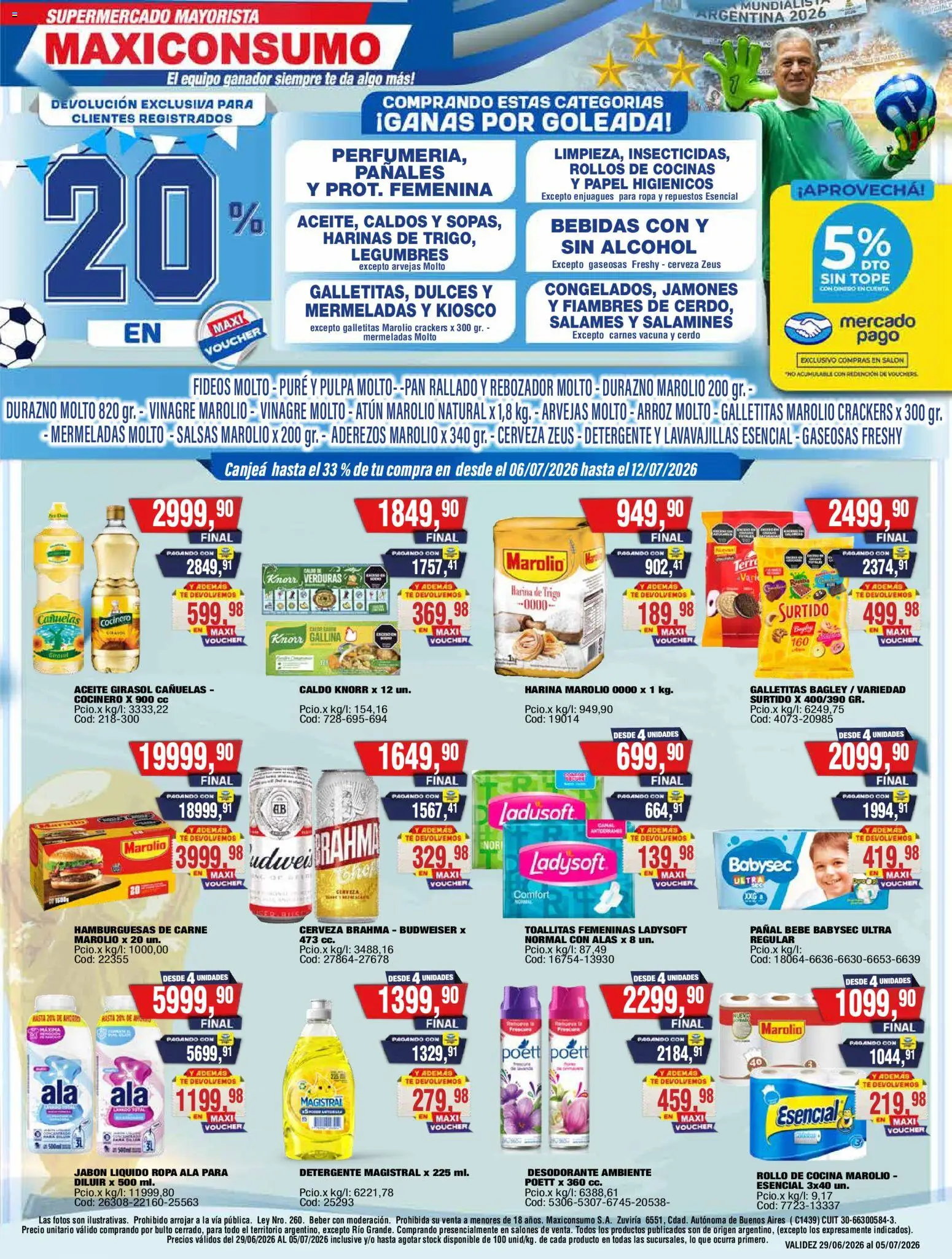 Maxiconsumo ofertas │ válido desde el 29/06/2026 | Página: 1 | Productos: Durazno, Jabón líquido, Arvejas, Desodorante