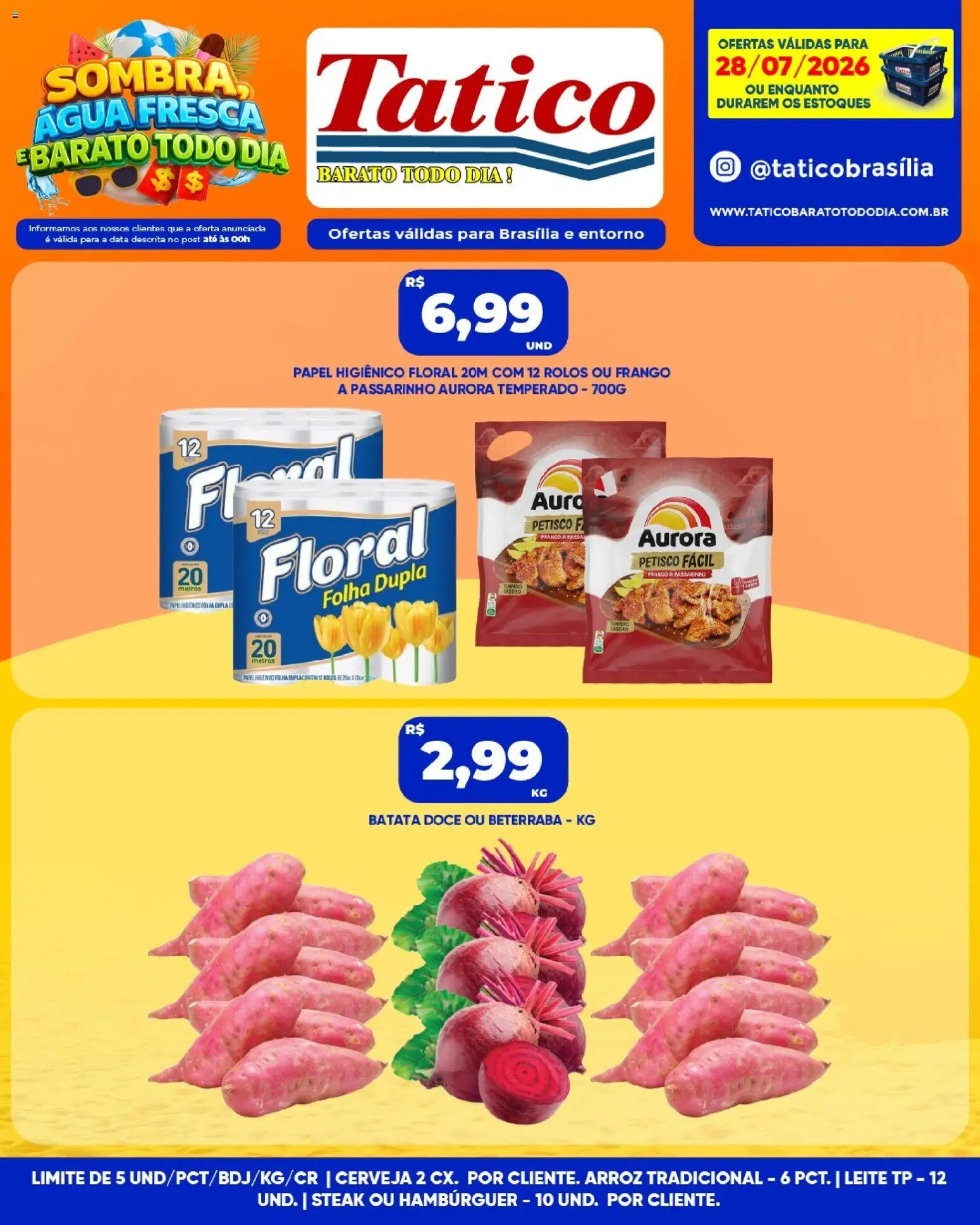Tatico Folheto - válido de 28/07/2026 | Página: 4 | Produtos: Beterraba, Leite, Frango, Papel higiênico