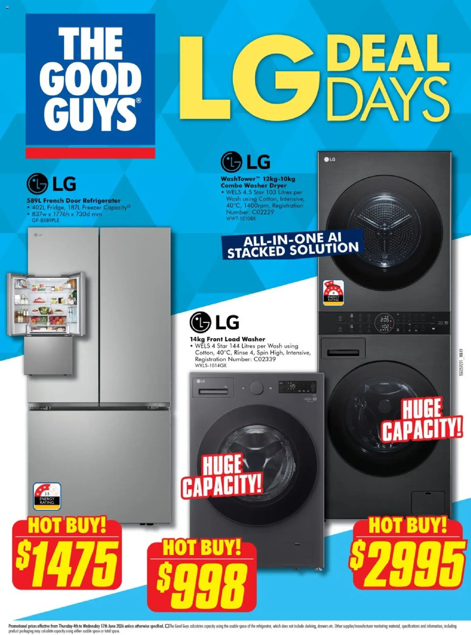 The Good Guys catalogue - valid from 03.06.2026 | Page: 1 | Products: Door, Freezer, Dryer, Washer