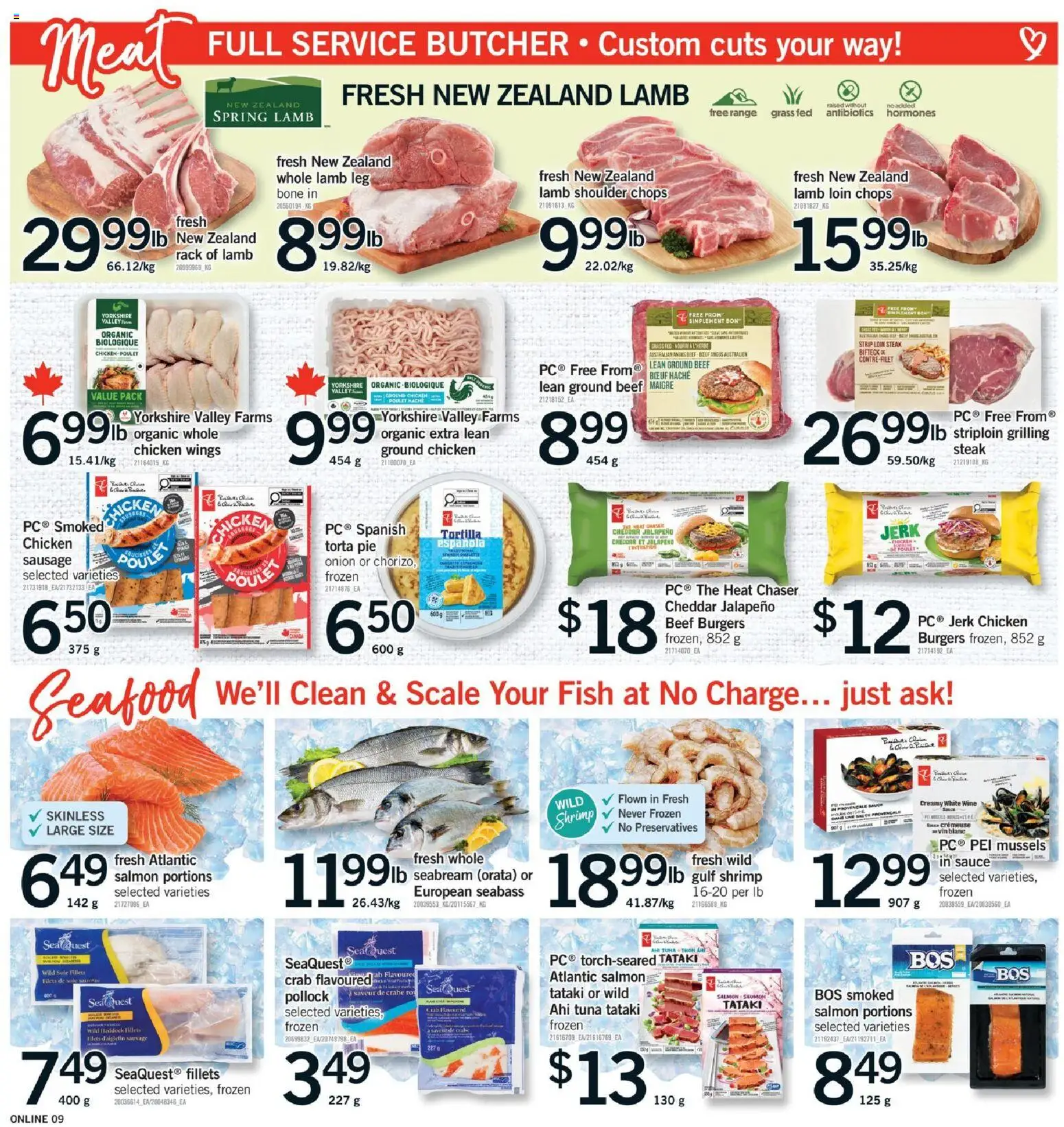 Fortinos flyer valid from Jul 9, 2026 | Page: 9 | Products: Fish, Chicken wings, Wine, Chicken