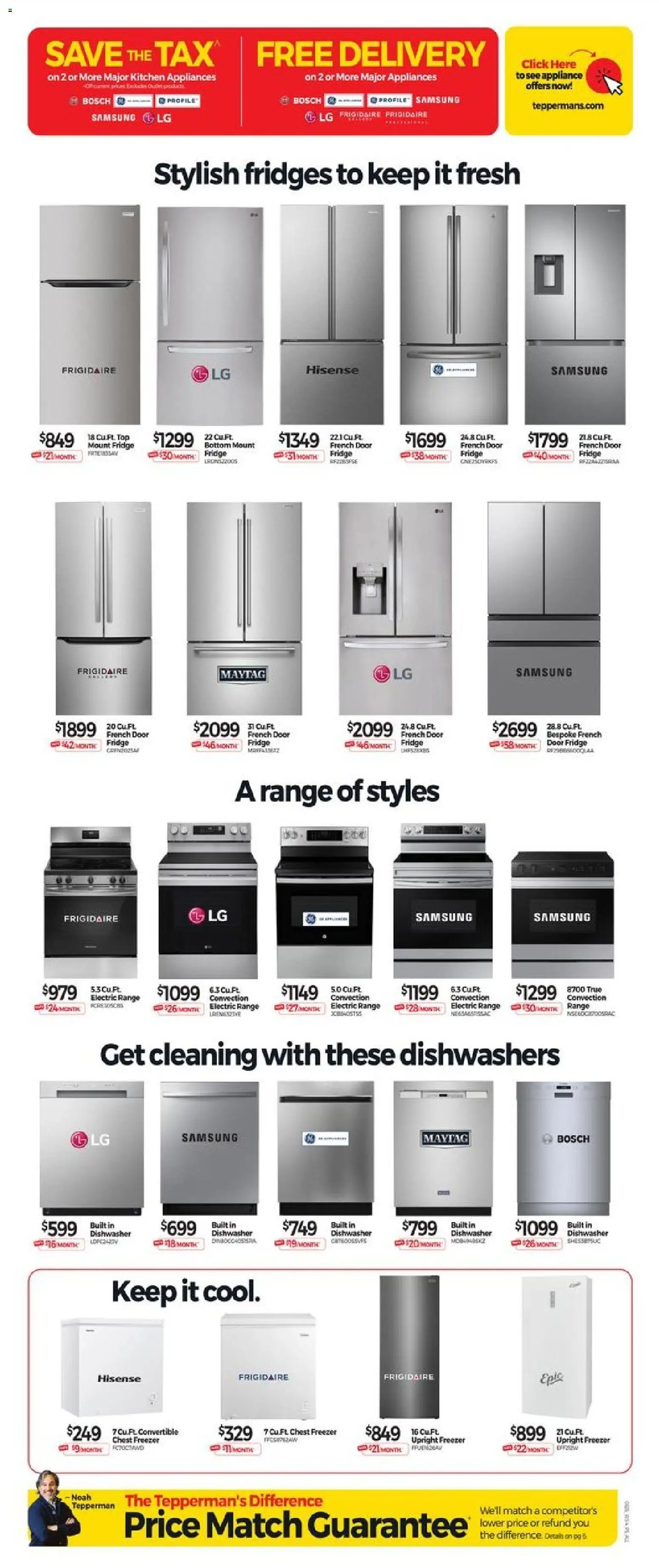 Tepperman's flyer valid from Aug 21, 2026 | Page: 7 | Products: Freezer, Dishwasher, Door