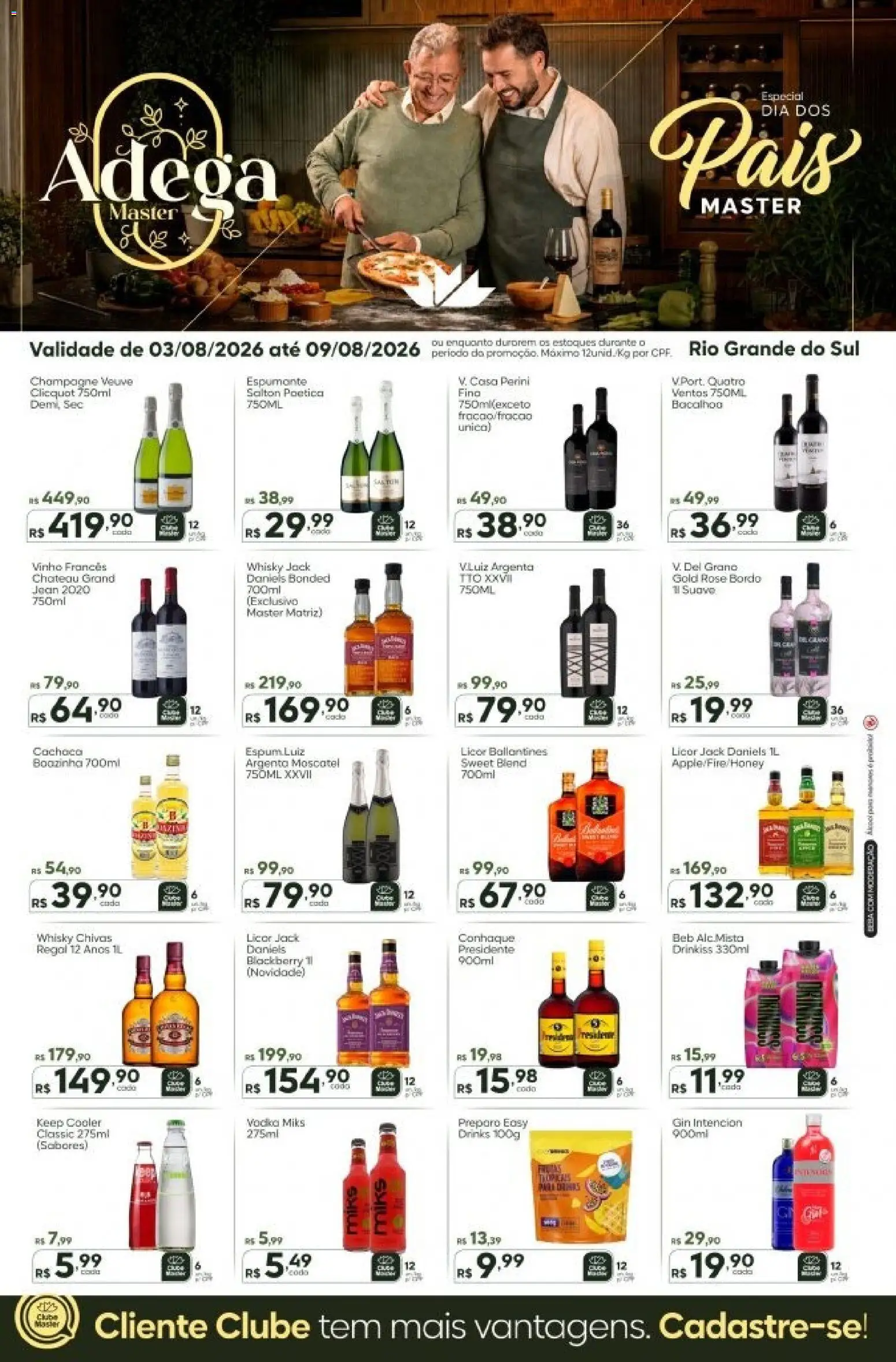 Master Folheto - válido de 03/08/2026 | Página: 1 | Produtos: Champagne, Espumante, Whisky, Gin