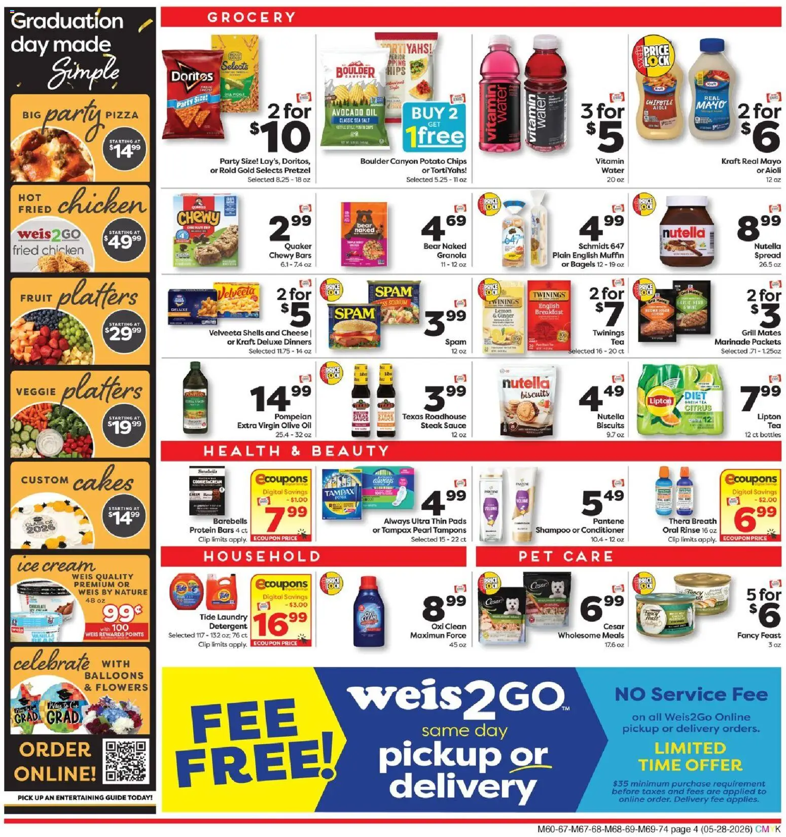 Weis Weekly Circular - MD - valid from 28.05.2026 | Page: 4 | Products: Tampons, Ice cream, Sauce, Lemon