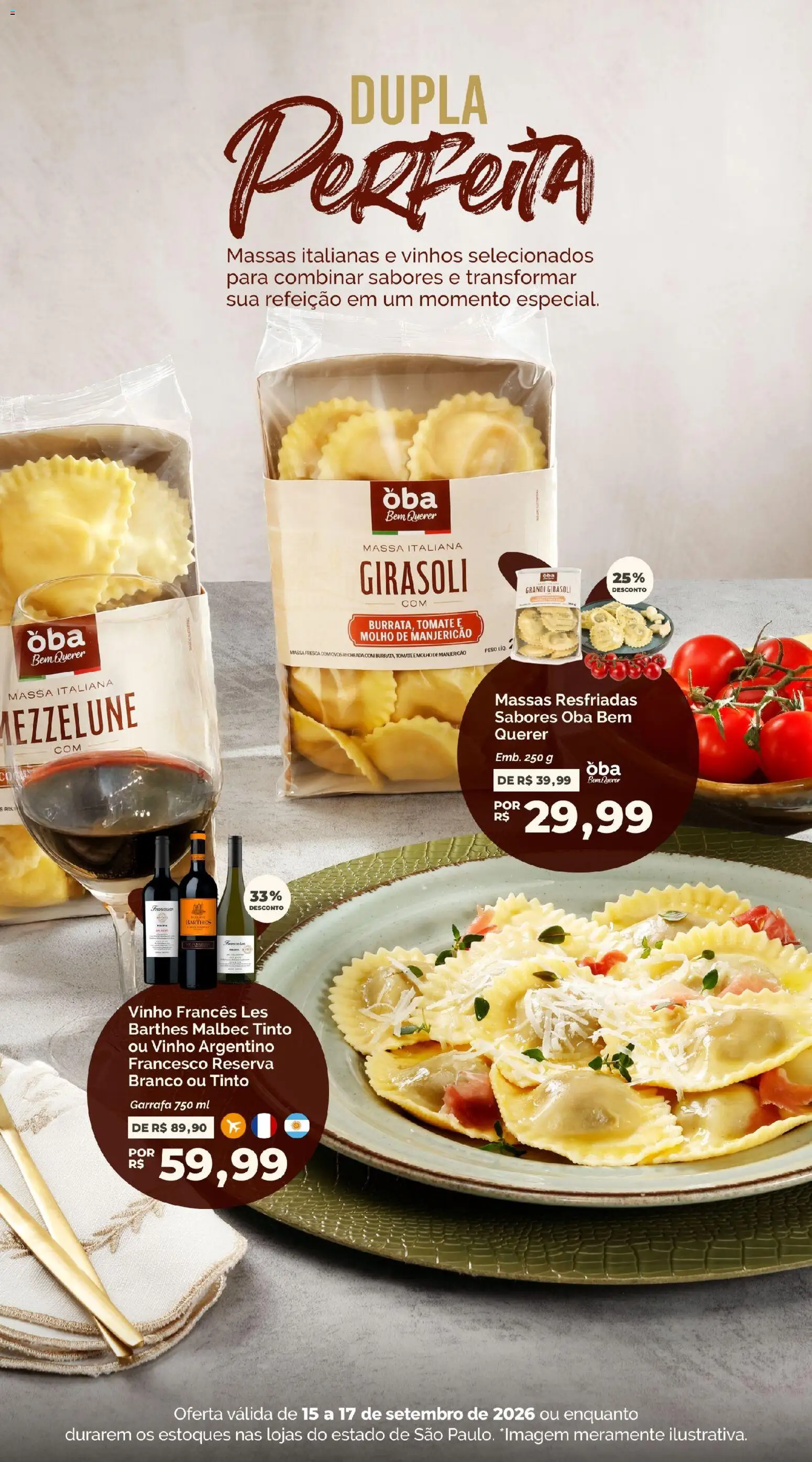 Oba Hortifruti Folheto - válido de 15/09/2026 | Página: 2 | Produtos: Tomate, Manjericão, Ovos, Vinho