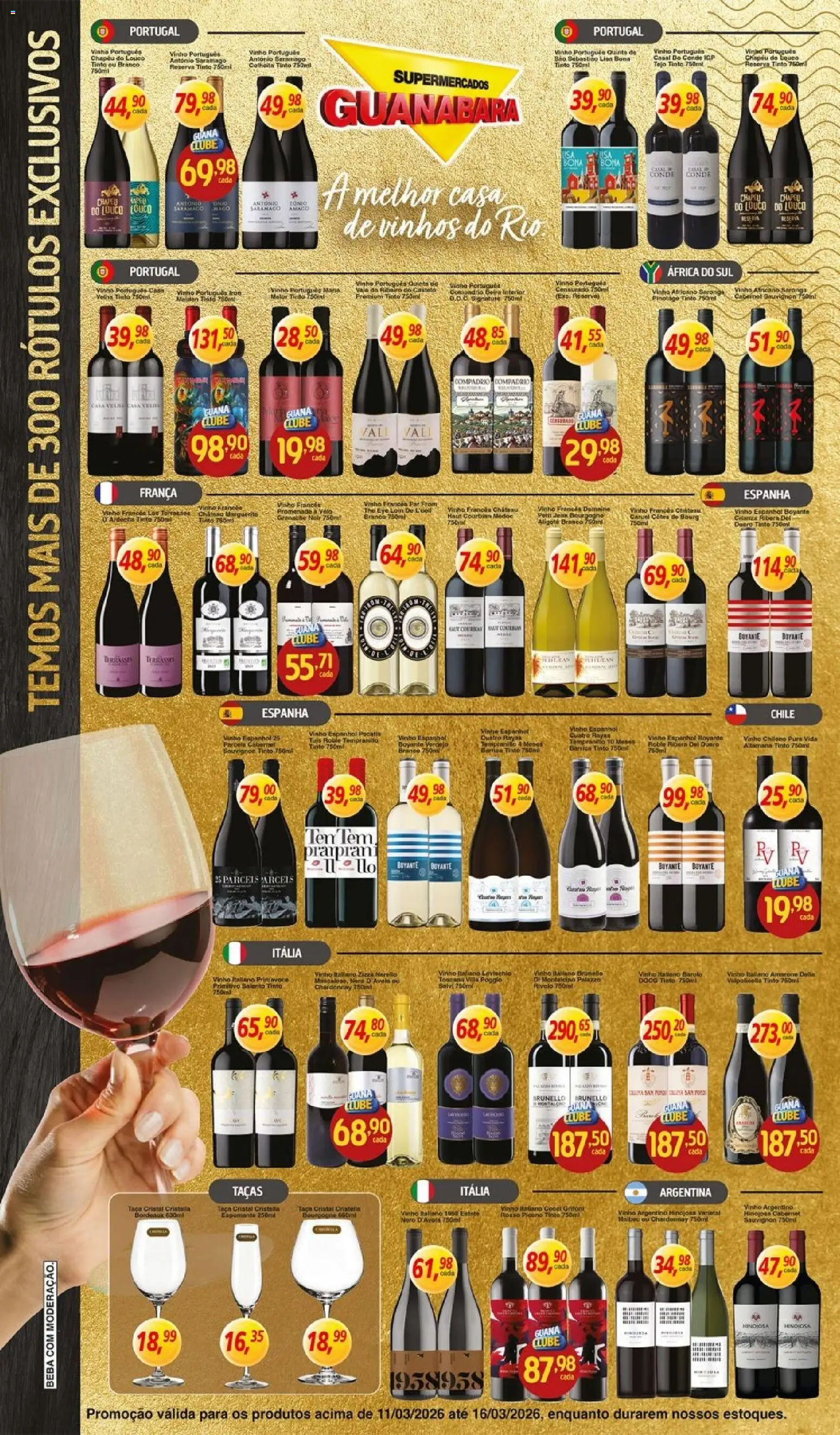 Supermercados Guanabara Folheto - válido de 11.03.2026 | Página: 6 | Produtos: Espumante, Taças, Vinho, Chapéu