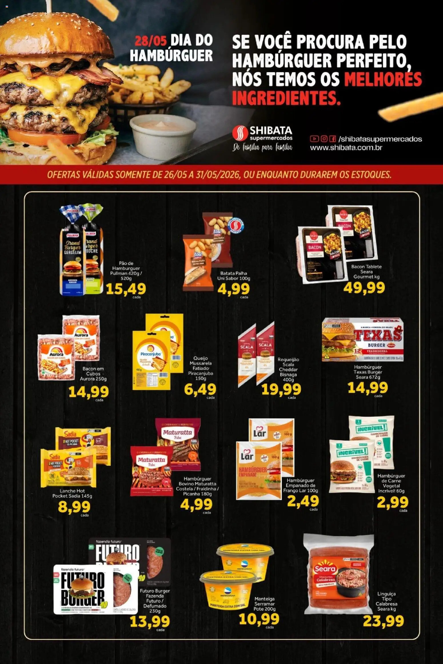 Shibata Folheto - válido de 26.05.2026 | Página: 1 | Produtos: Pão, Batata, Sal, Requeijão