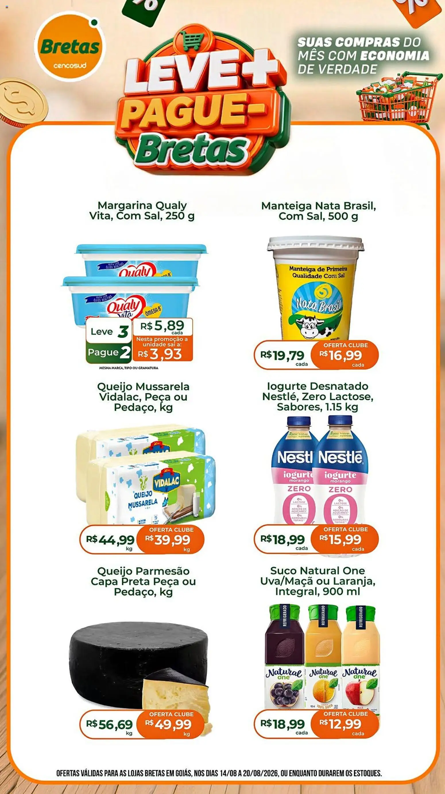 Bretas Folheto - válido de 14/08/2026 | Página: 4 | Produtos: Suco natural, Manteiga, Ômega, Margarina