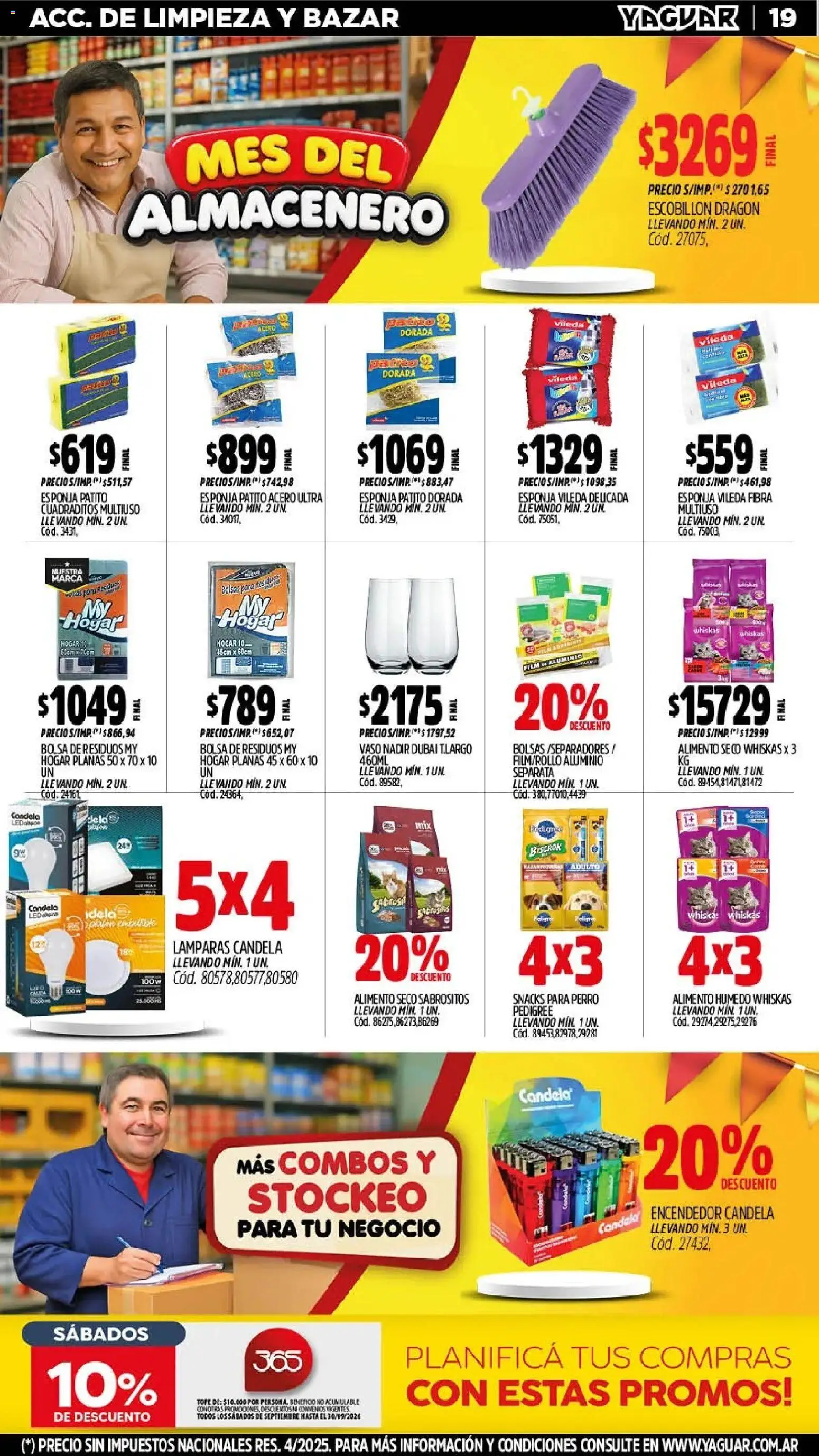 Yaguar - Oferta Semanal Neuquen │ válido desde el 21/09/2026 | Página: 19 | Productos: Encendedor, Bolsa, Esponja, Escobillon