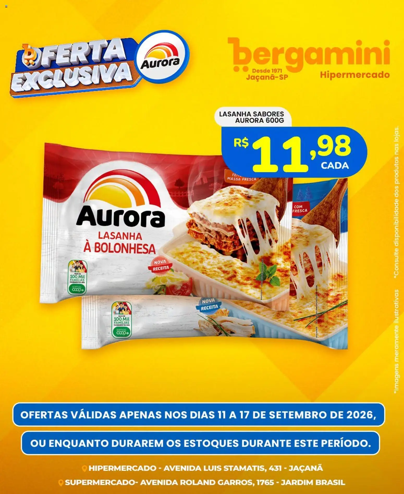 Supermercado Bergamini Folheto - válido de 11/09/2026 | Página: 3 | Produtos: Massa, Lasanha