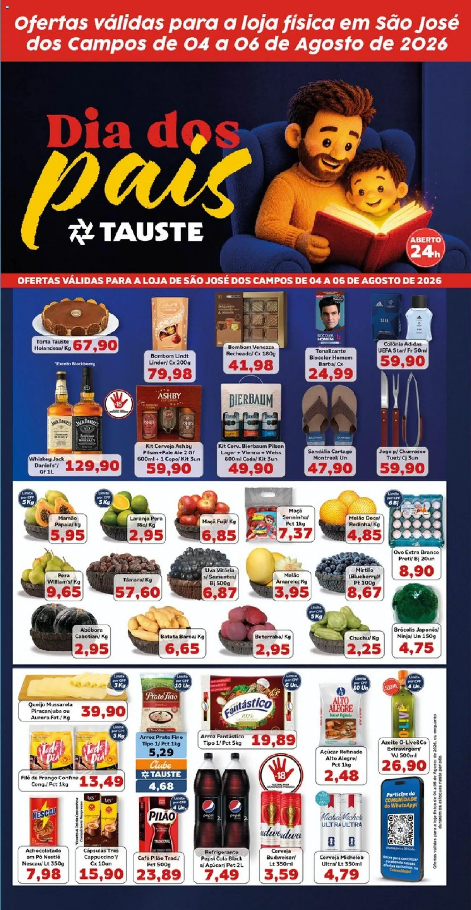 Tauste Folheto - válido de 04/08/2026 | Página: 2 | Produtos: Abóbora, Arroz, Açúcar, Mussarela
