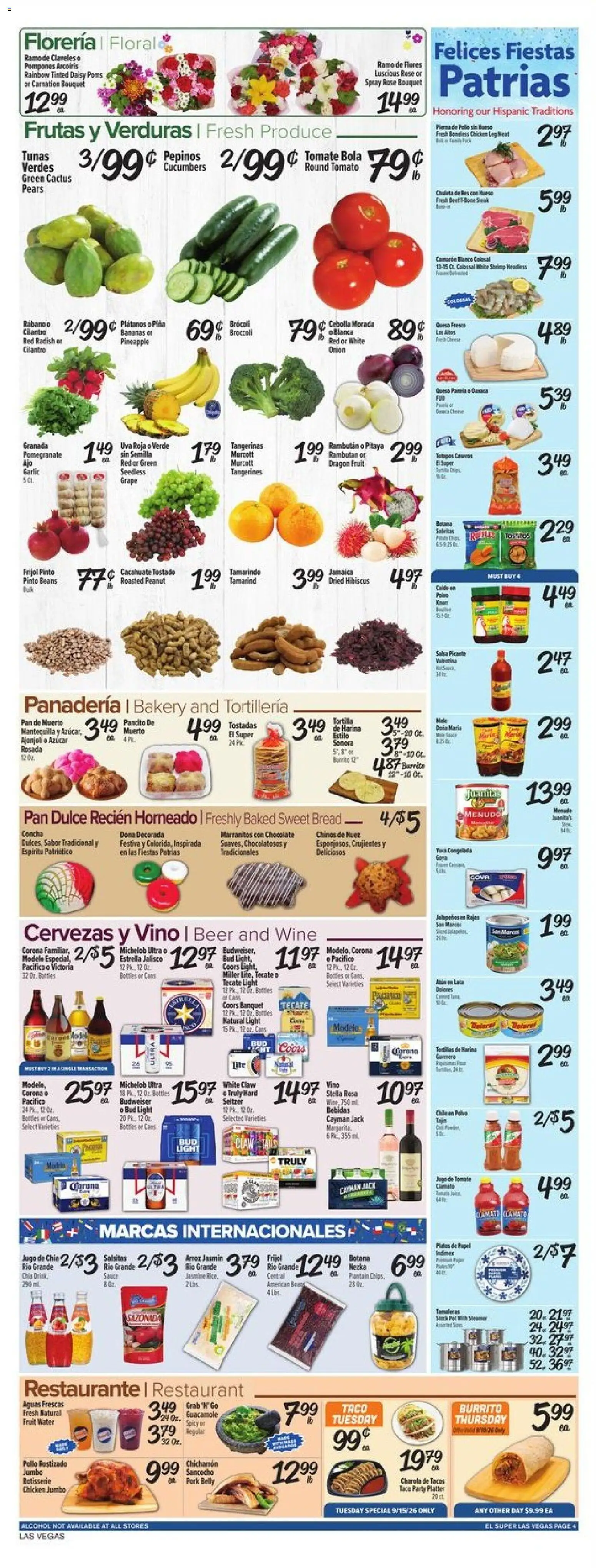 El Super Weekly Ad - NV - valid from 09/09/2026 | Page: 4 | Products: Pan, Pomegranate, Tangerines, Beans