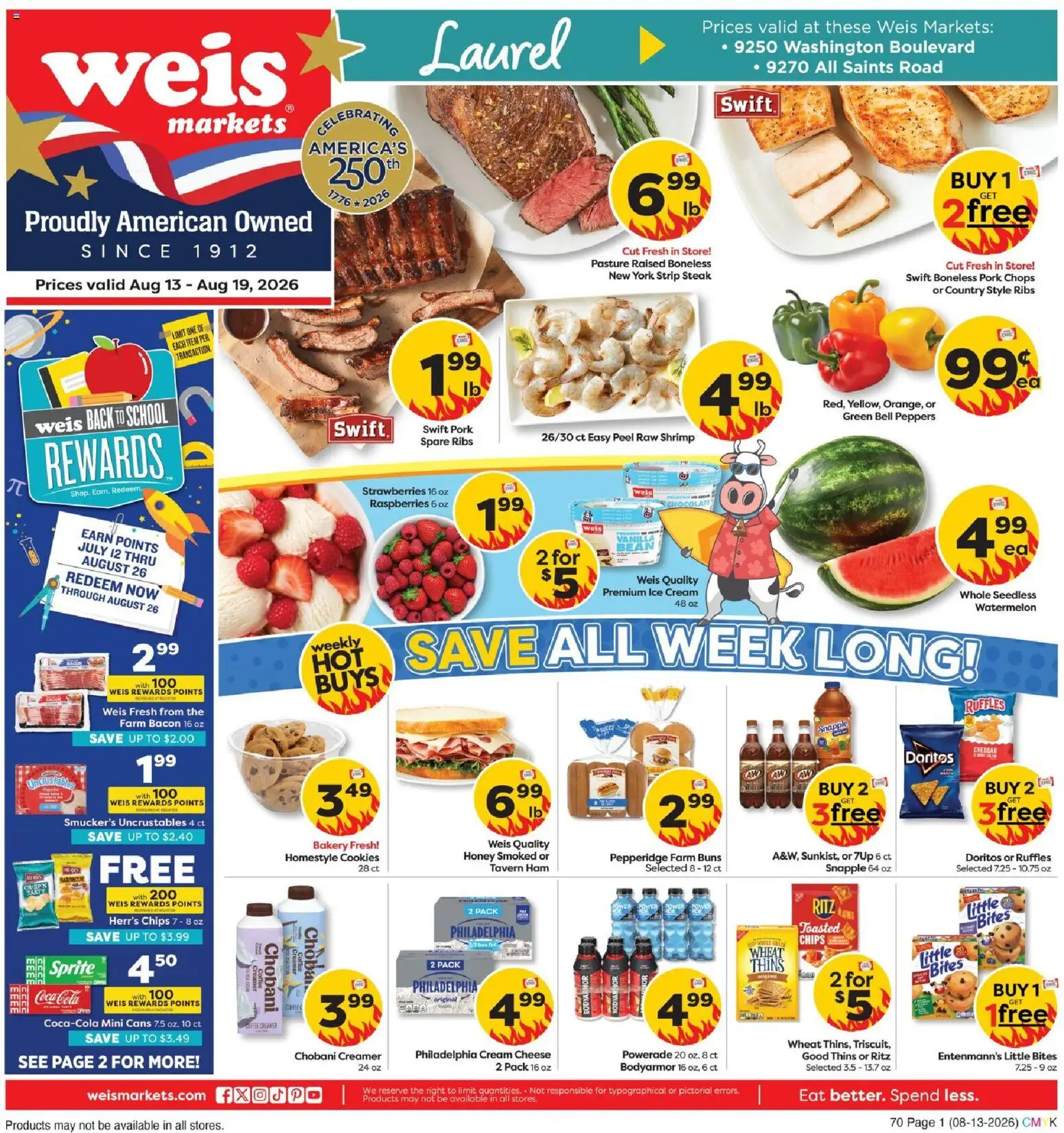 Weis Weekly Circular - MD - valid from 08/13/2026 | Page: 4 | Products: Cheese, Ham, Pork, Chips