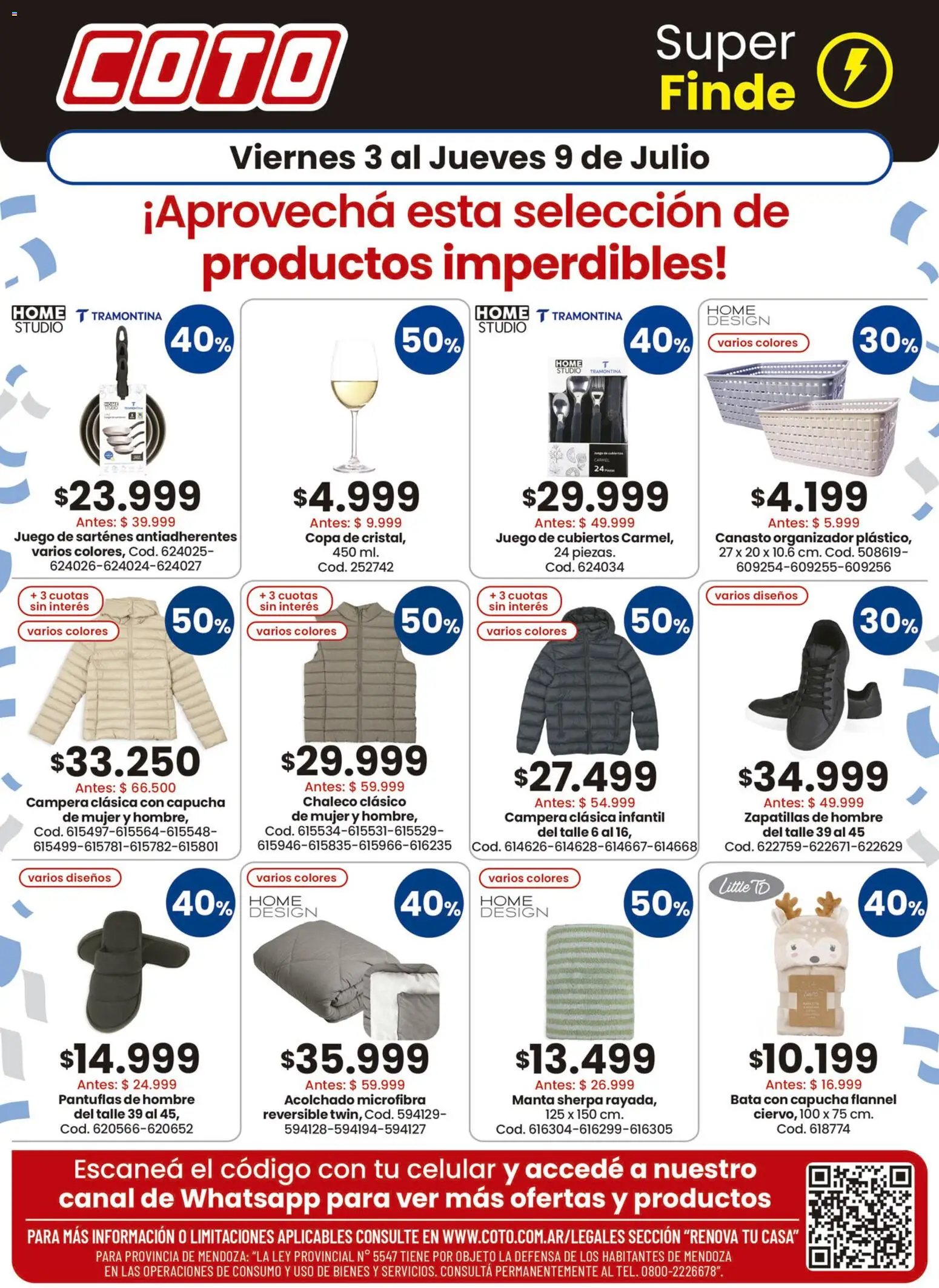 Coto ofertas │ válido desde el 03/07/2026 | Página: 1 | Productos: Organizador, Campera, Chaleco, Zapatillas