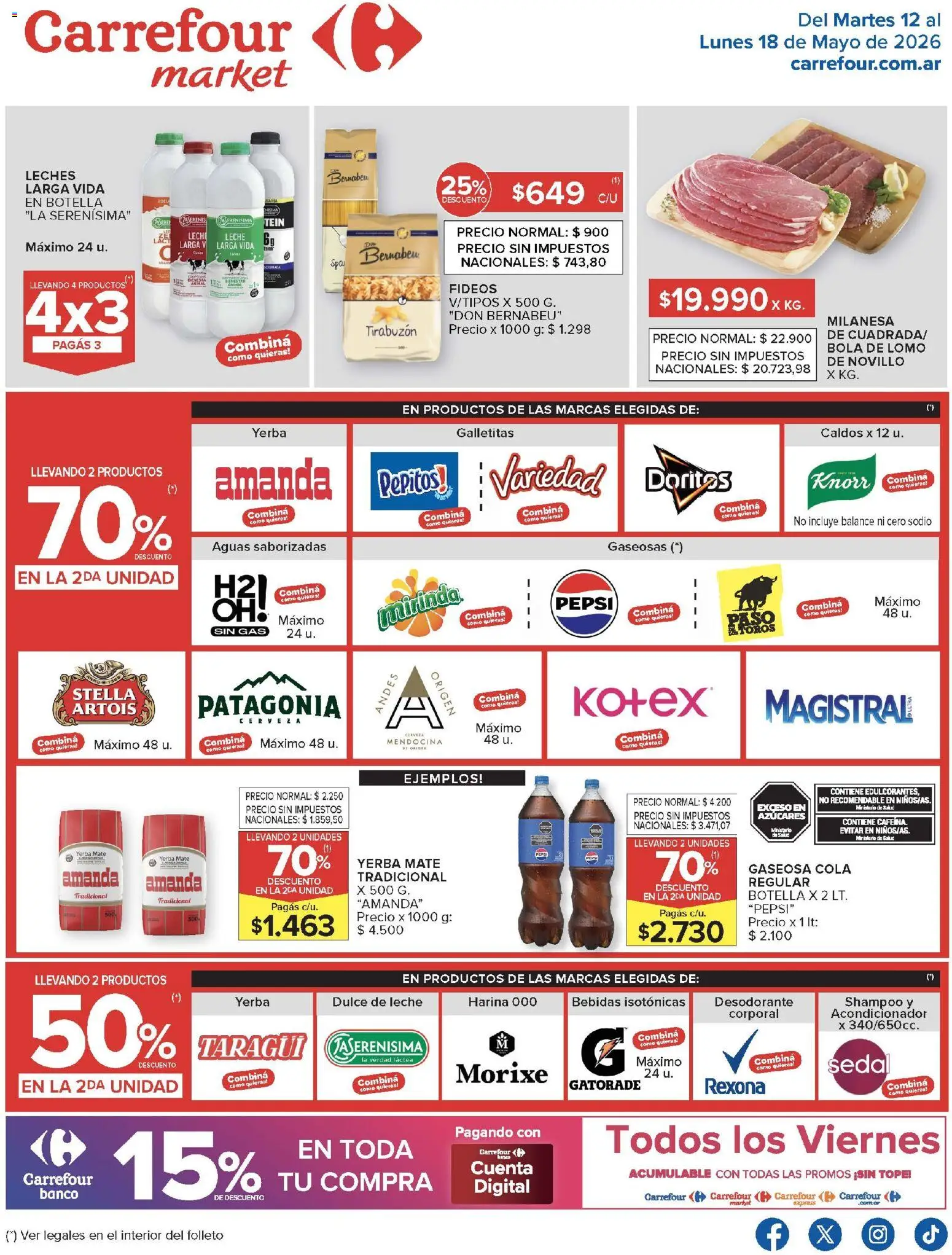 Carrefour Market catálogo │ válido desde el 12.05.2026 | Página: 1 | Productos: Galletitas, Harina, Dulce de leche, Acondicionador