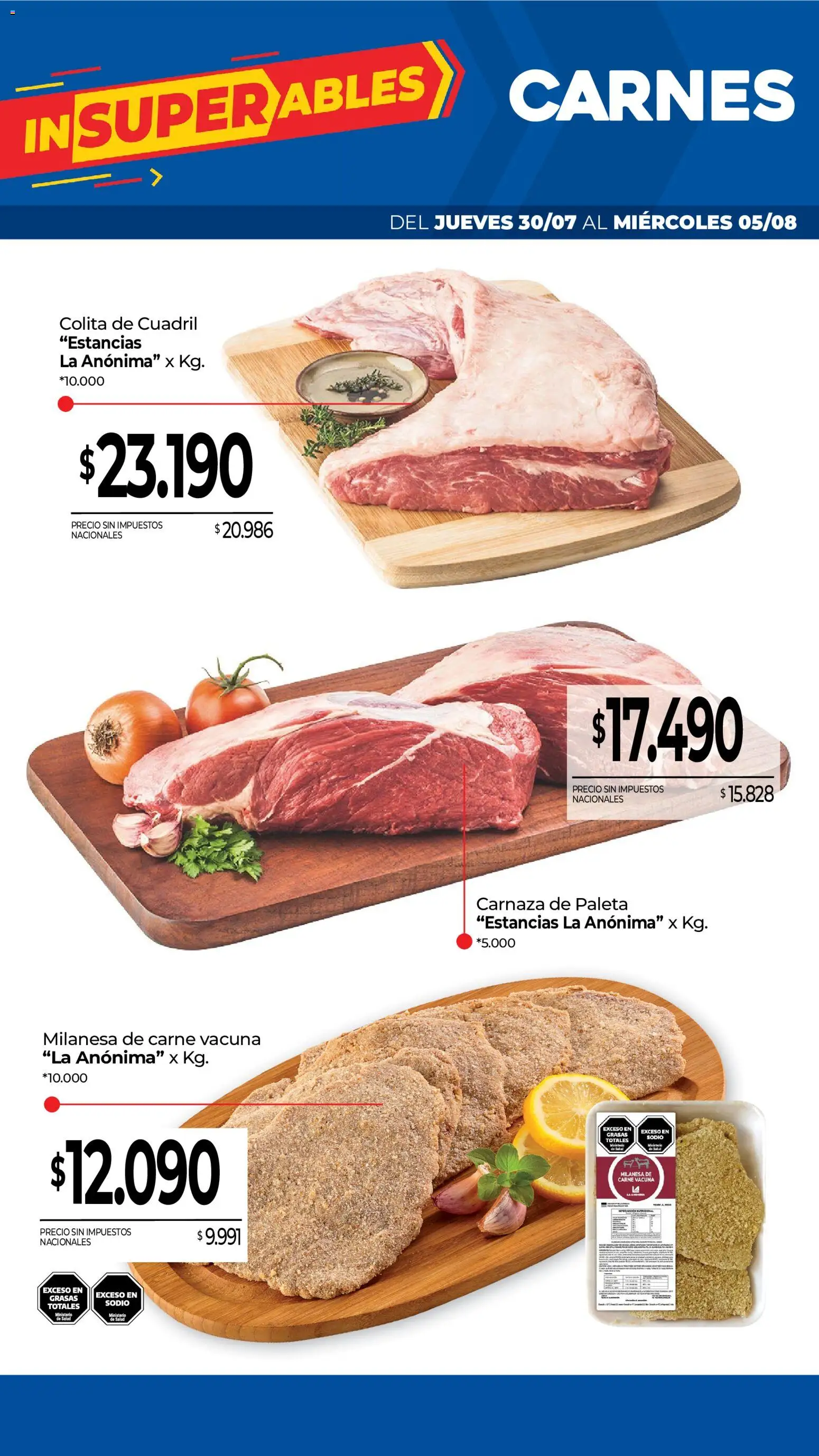 La Anonima catálogo │ válido desde el 30/07/2026 | Página: 2 | Productos: Milanesa, Sal, Paleta