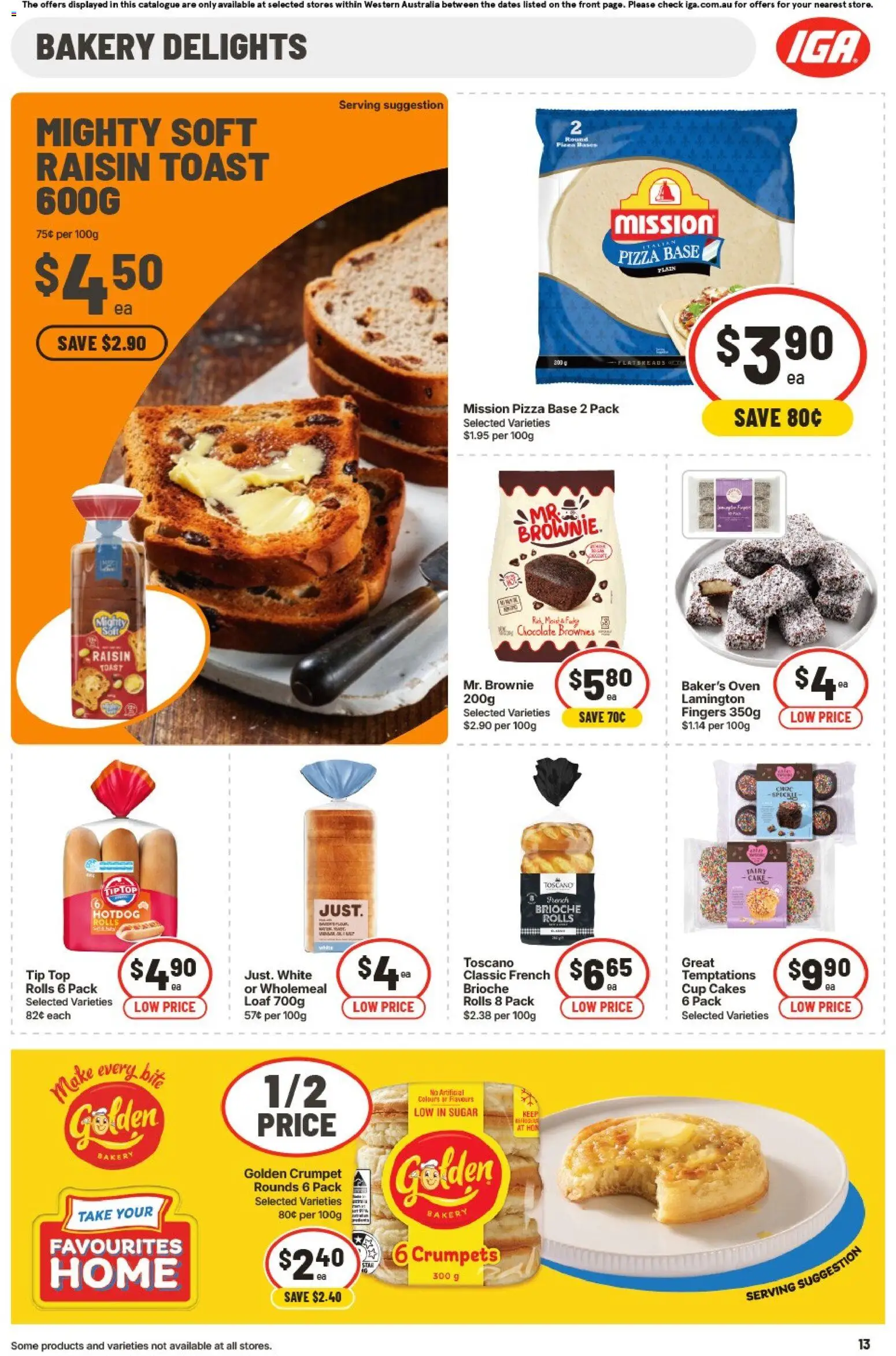 IGA catalogue - valid from 29/07/2026 | Page: 14 | Products: Crumpets, Sugar, Oven, Bakery