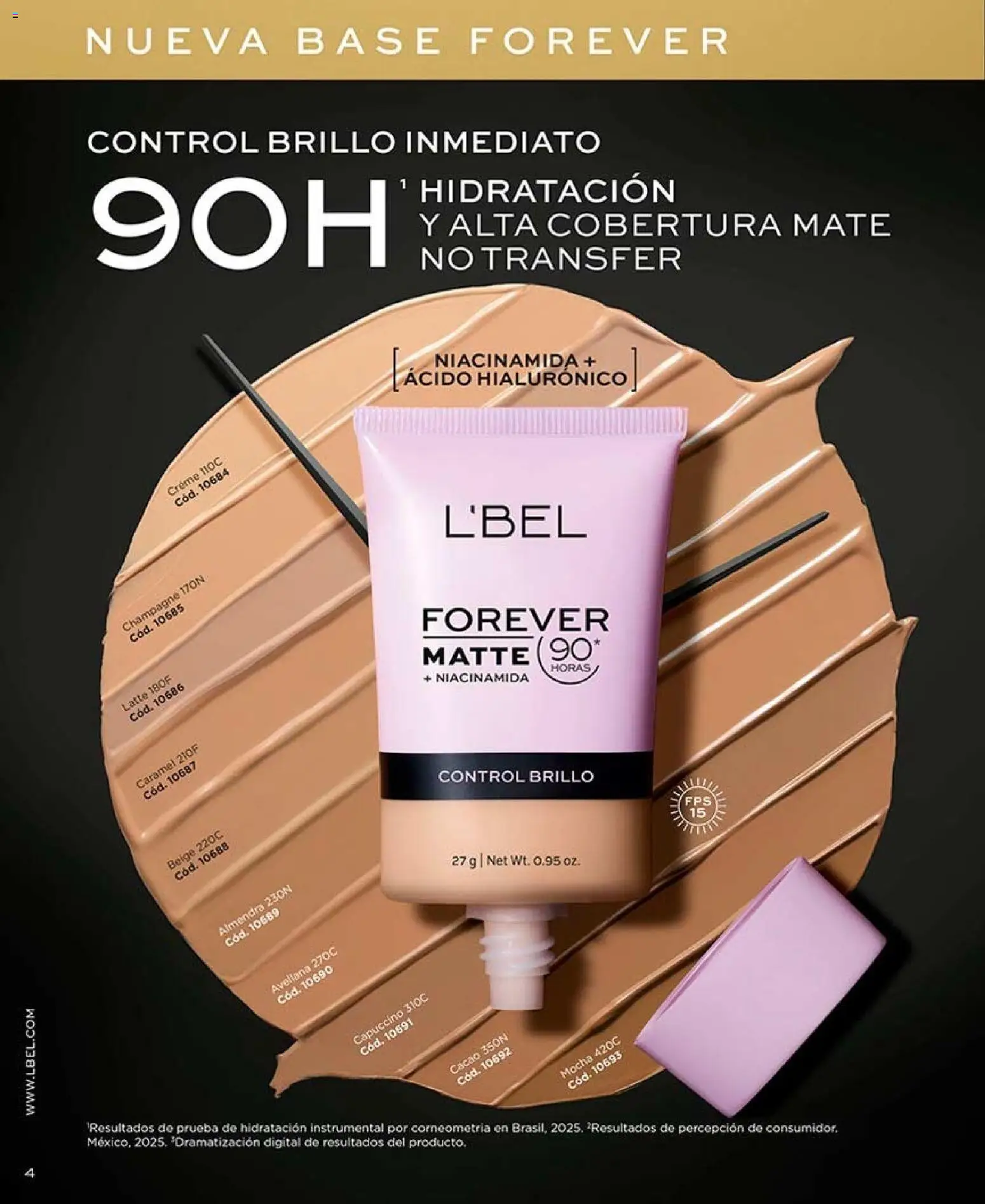 Catálogo L'Bel Campaña 12 │ válido desde el 07.07.2026 | Página: 4 | Productos: Brillo, Cacao, Mate, Base