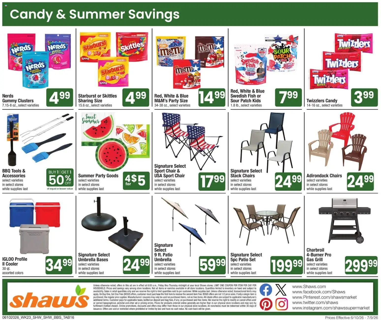 Shaw's Big Book of Savings - valid from 10.06.2026 | Page: 16 | Products: Chair, Fish, Umbrella, Bag