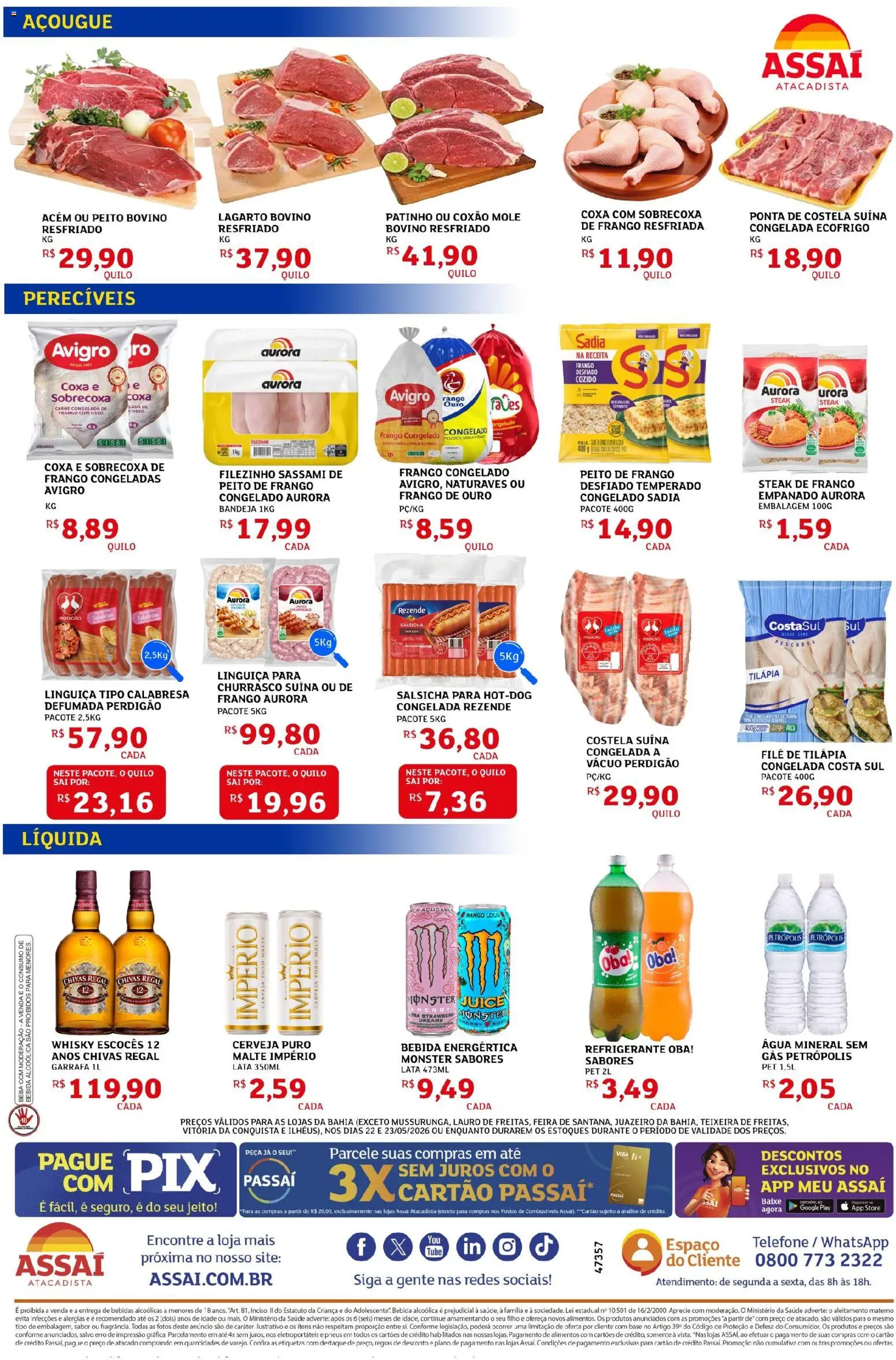 Assaí Atacadista Folheto - válido de 22.05.2026 | Página: 2 | Produtos: Whisky, Tilápia, Cerveja, Peito de frango