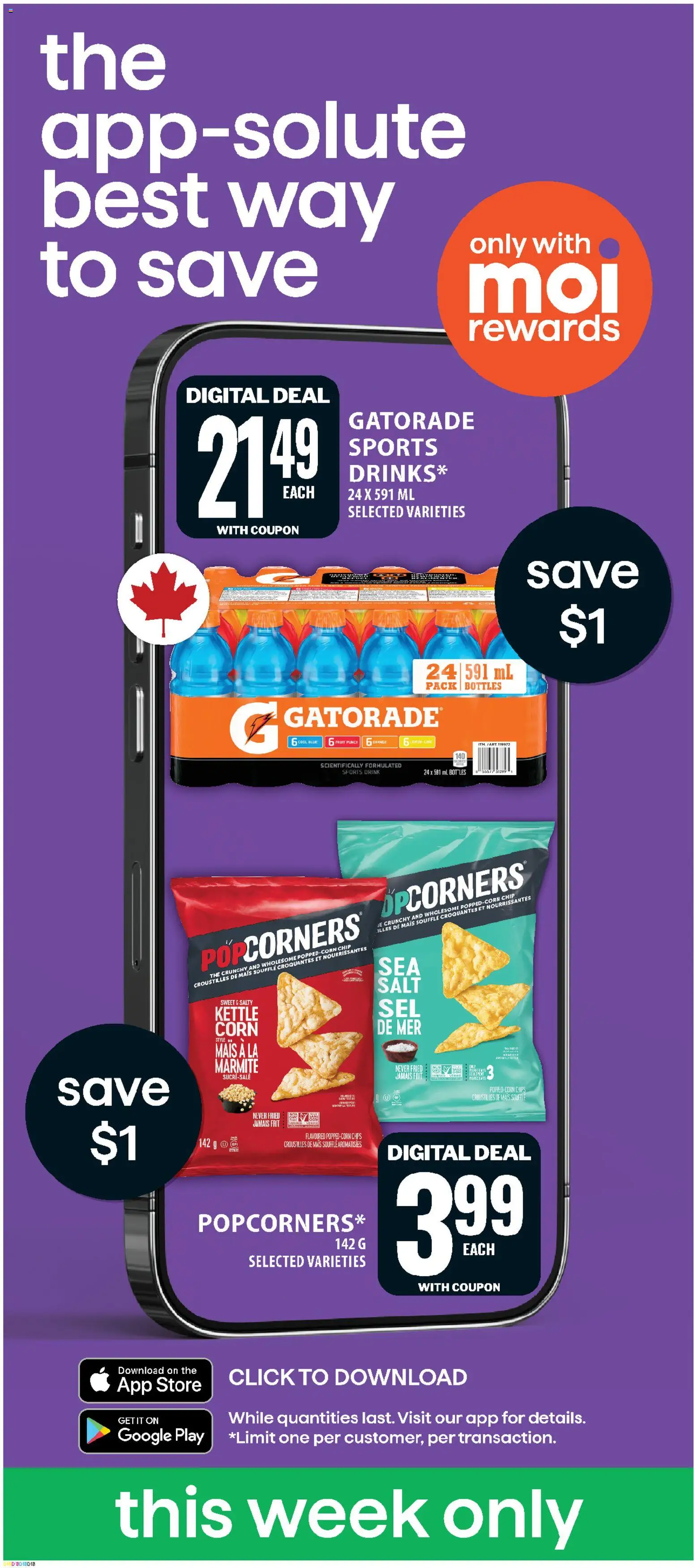 Food Basics flyer valid from Sep 3, 2026 | Page: 18 | Products: Chips, Fruit, Sports drink, Salt