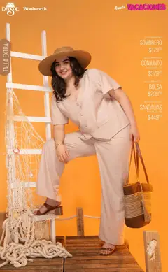 Vista previa de Del Sol y Woolworth catálogo Moda Vacaciones, nuevo folleto de la tienda, válido en México a partir del 19.03.2026 | Página: 11 | Productos: Sombrero, Bolsa, Conjunto, Sandalias