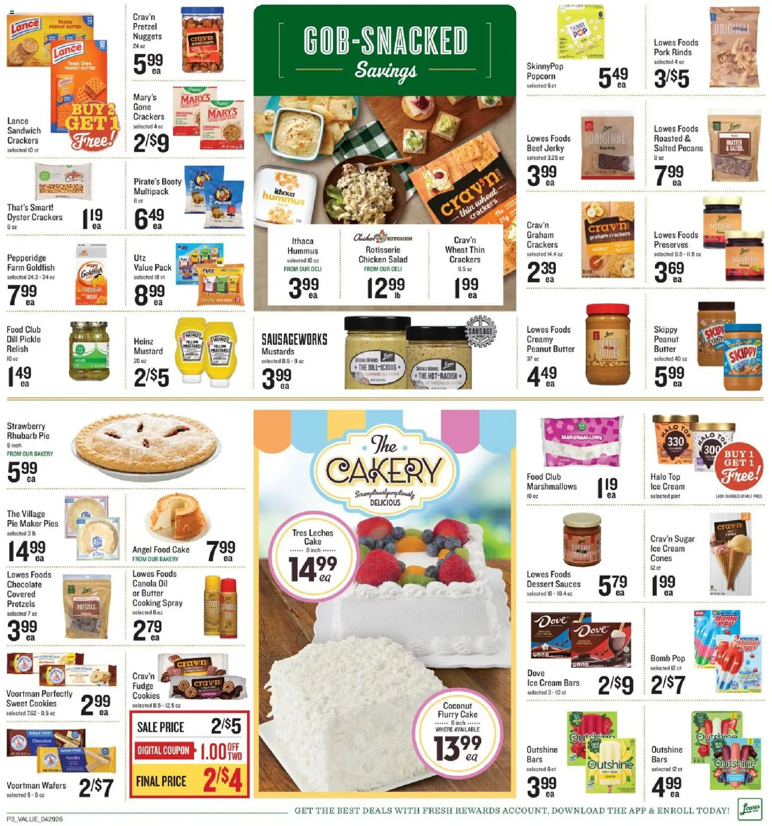 Lowes Foods Weekly Ad - NC - valid from 29.04.2026 | Page: 3 | Products: Chocolate, Beef, Ice cream, Salad
