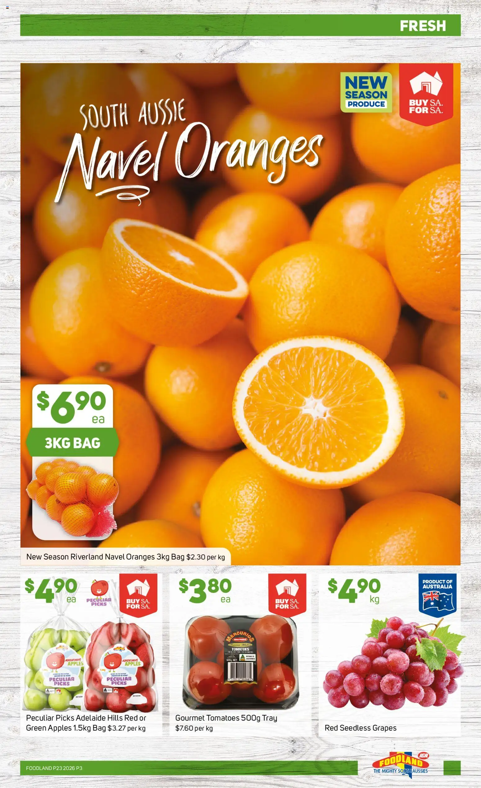 Foodland catalogue - valid from 03.06.2026 | Page: 3 | Products: Apples, Oranges, Grapes, Bag
