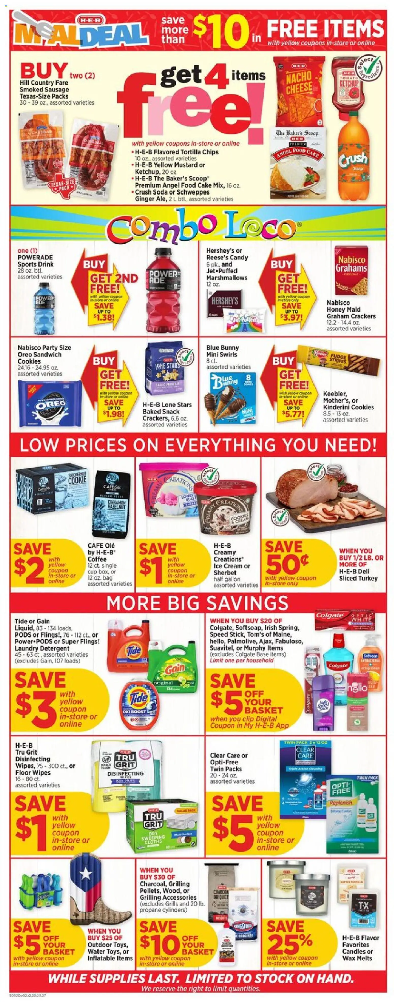 H-E-B Weekly Ad - valid from 20.05.2026 | Page: 2 | Products: Clip, Basket, Chips, Sausage