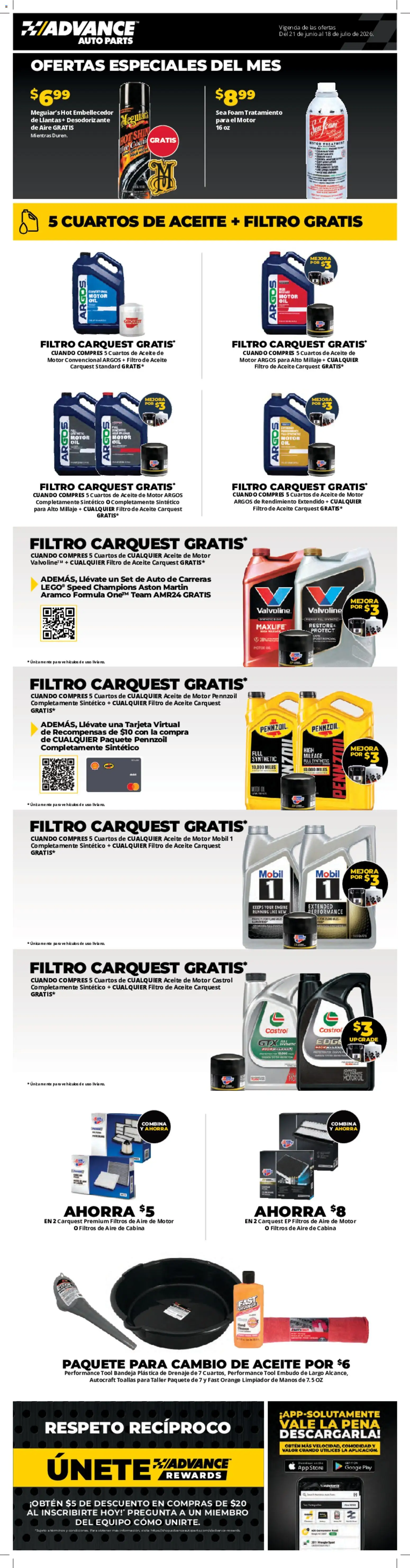 Advance Auto Parts Sales Ad - Spanish - valid from 21.06.2026 | Page: 1