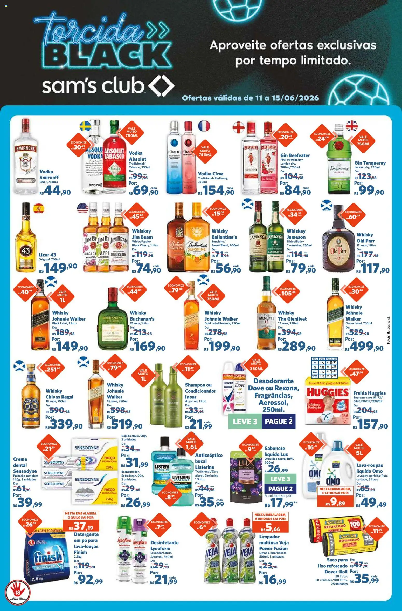 Sam's Club Folheto - válido de 11.06.2026 | Página: 3 | Produtos: Whisky, Licor, Gin, Vodka