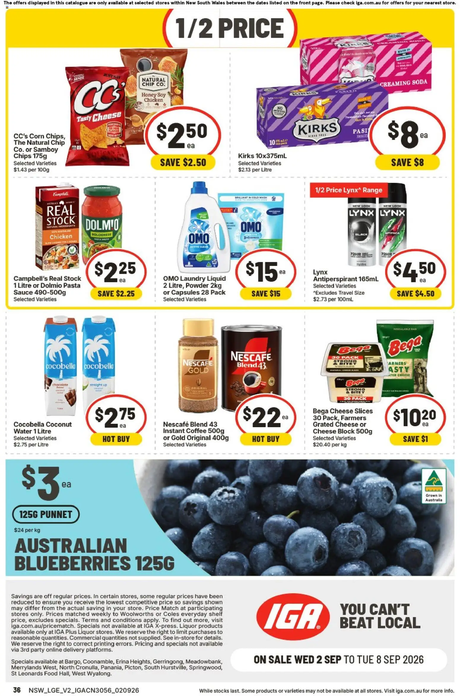 IGA catalogue - valid from 02/09/2026 | Page: 2 | Products: Powder, Cheese, Water, Instant coffee