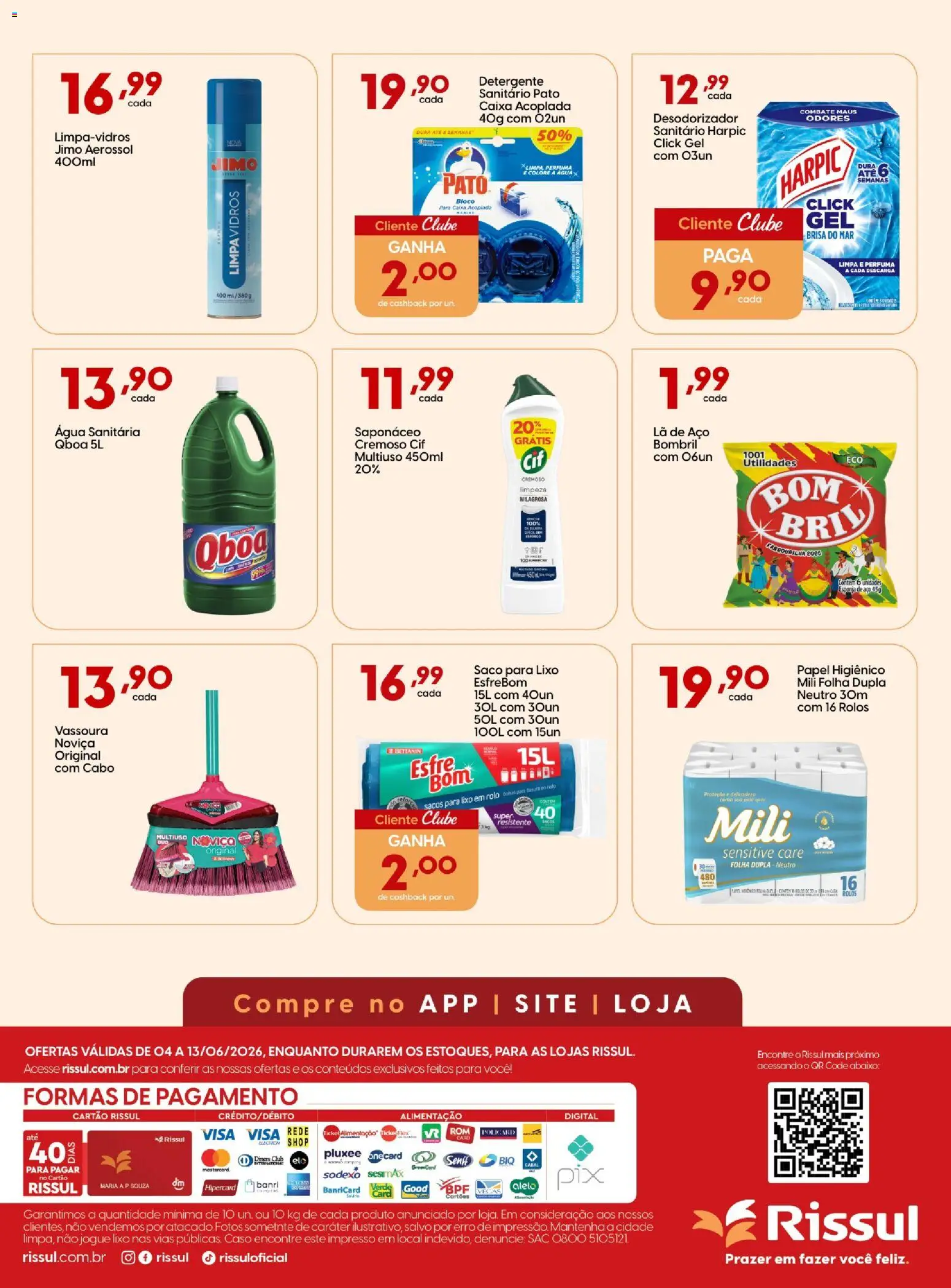 Rissul Folheto - válido de 04.06.2026 | Página: 16 | Produtos: Saco para lixo, Rolo, Detergente, Saponáceo