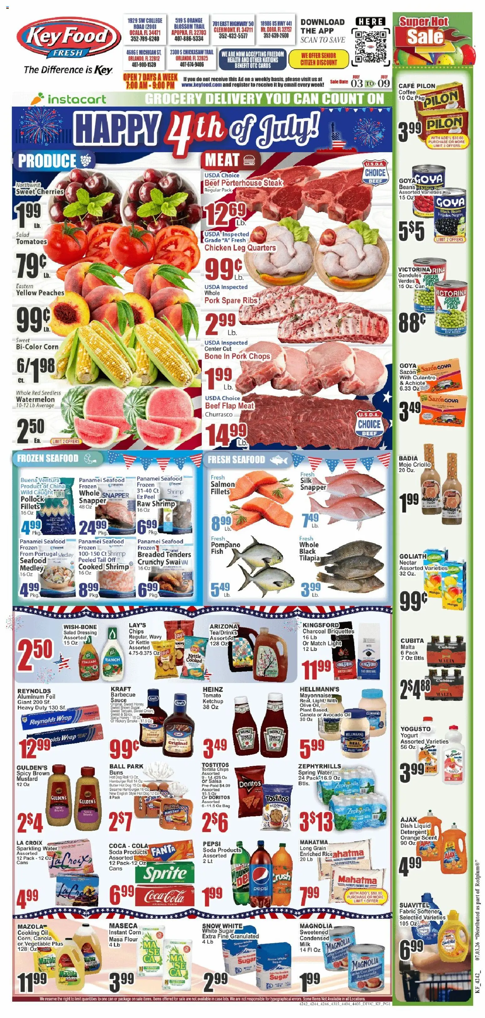 Key Food Weekly Ad - valid from 07/02/2026 | Page: 1 | Products: Peaches, Butter, Tomatoes, Avocado