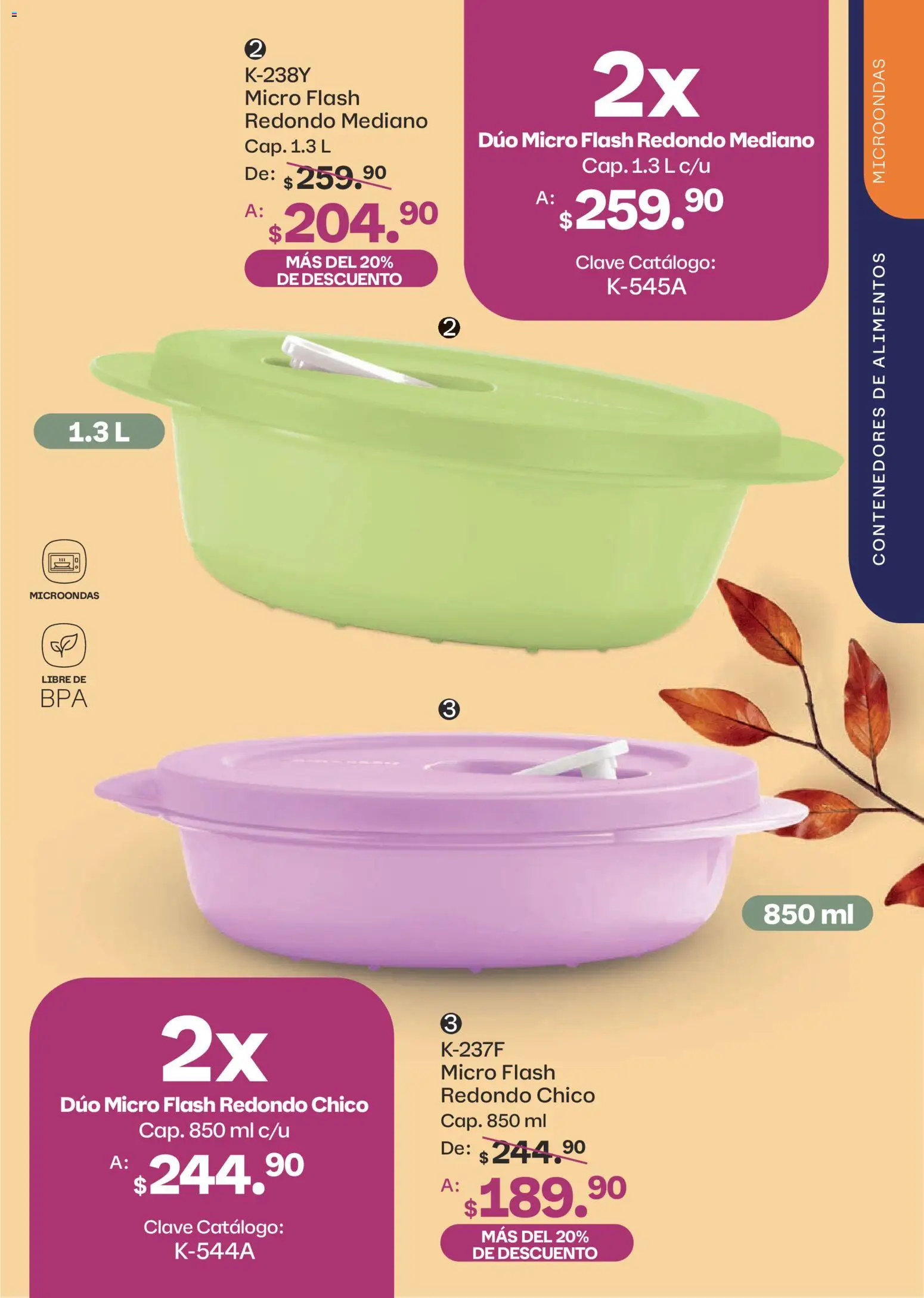 Nuevas ofertas de Tupperware válidas en toda la República Mexicana desde el 07/09/2026. ¡Encuentra las mejores ofertas en Tupperware catálogo! | Página: 63 | Productos: Alimentos, Microondas