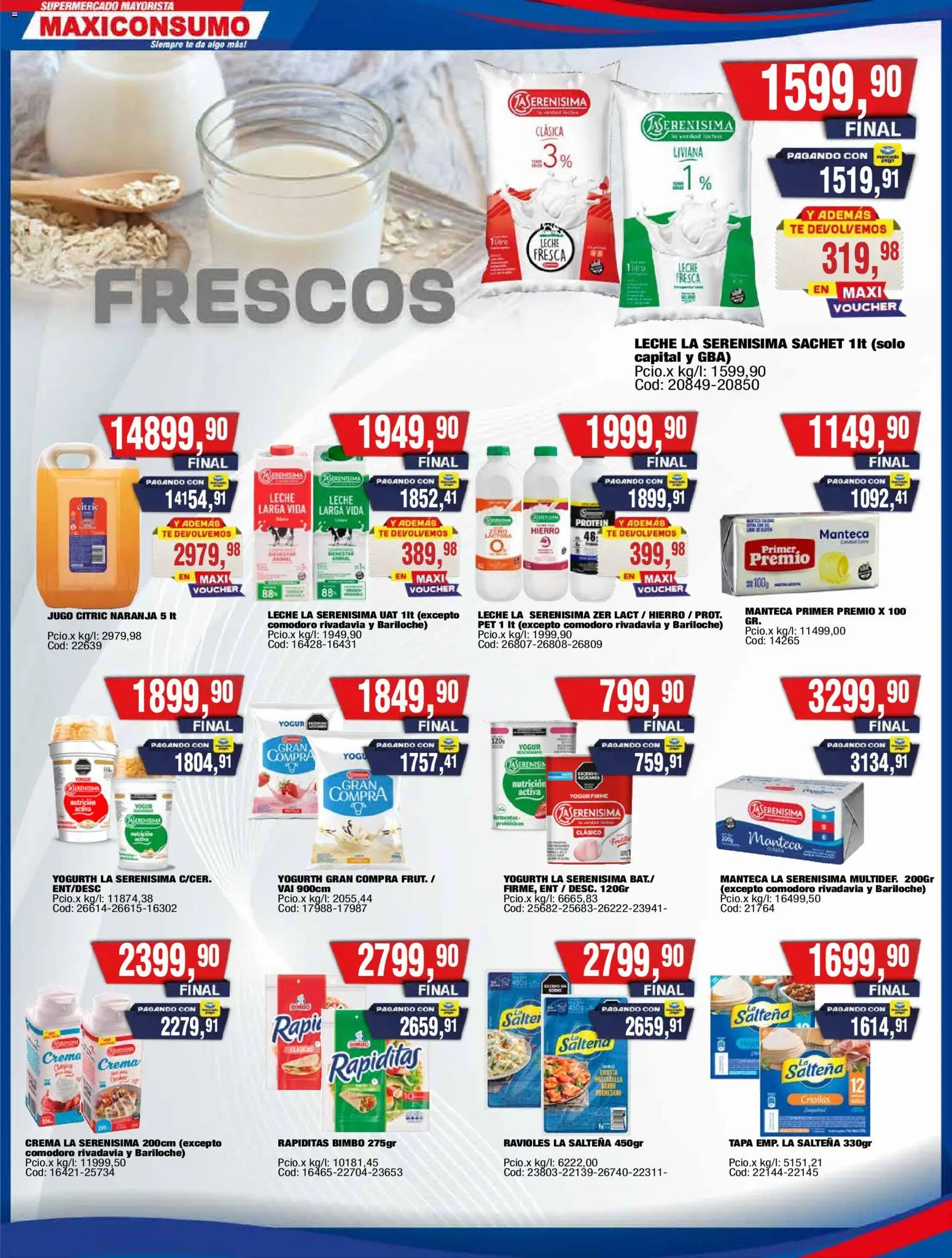 Maxiconsumo ofertas │ válido desde el 20.04.2026 | Página: 13 | Productos: Leche, Manteca, Yogur, Jugo