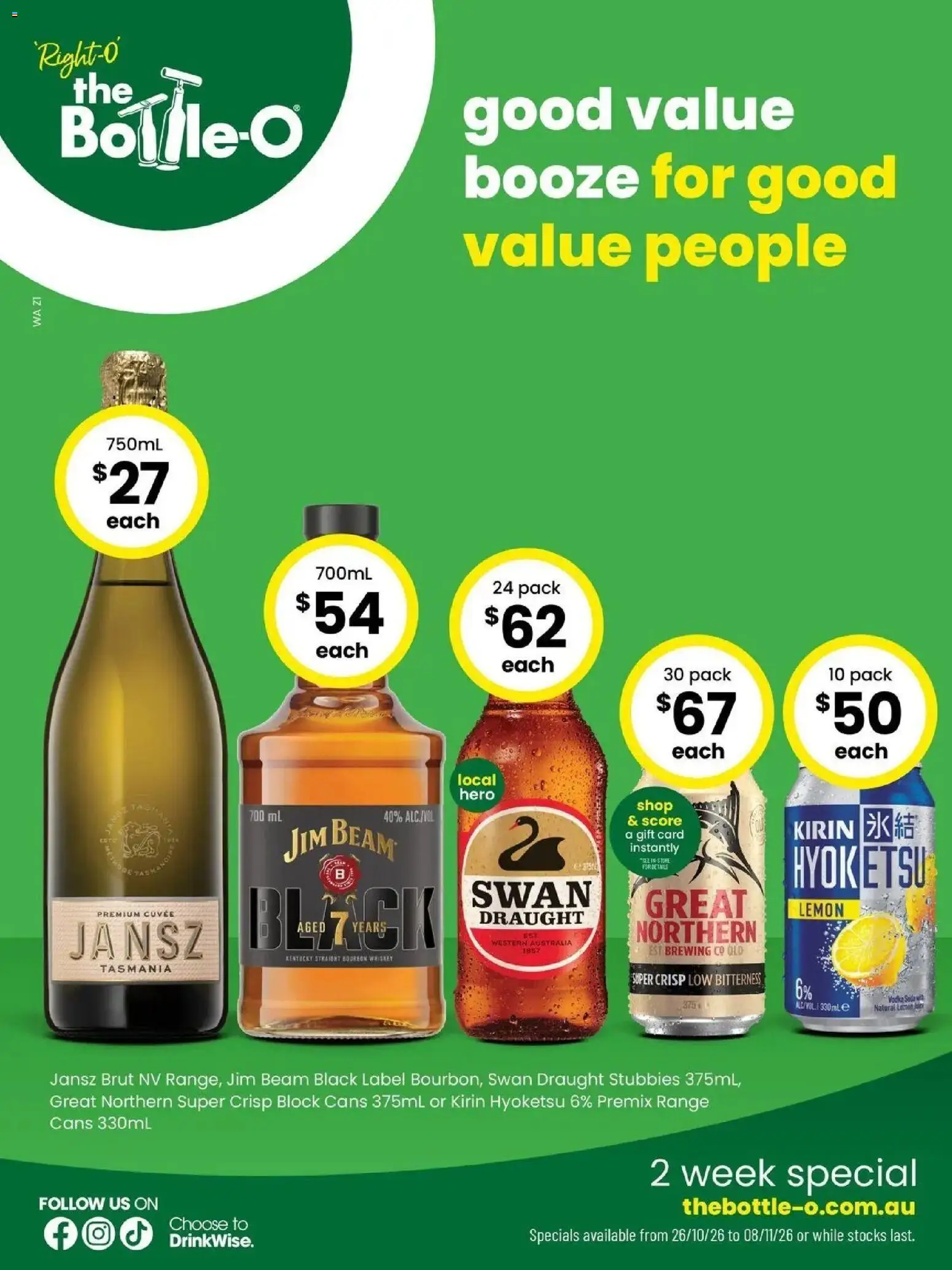 The Bottle-O catalogue Bayswater - 26/10/2026 > weekly / monthly specials | Page: 1