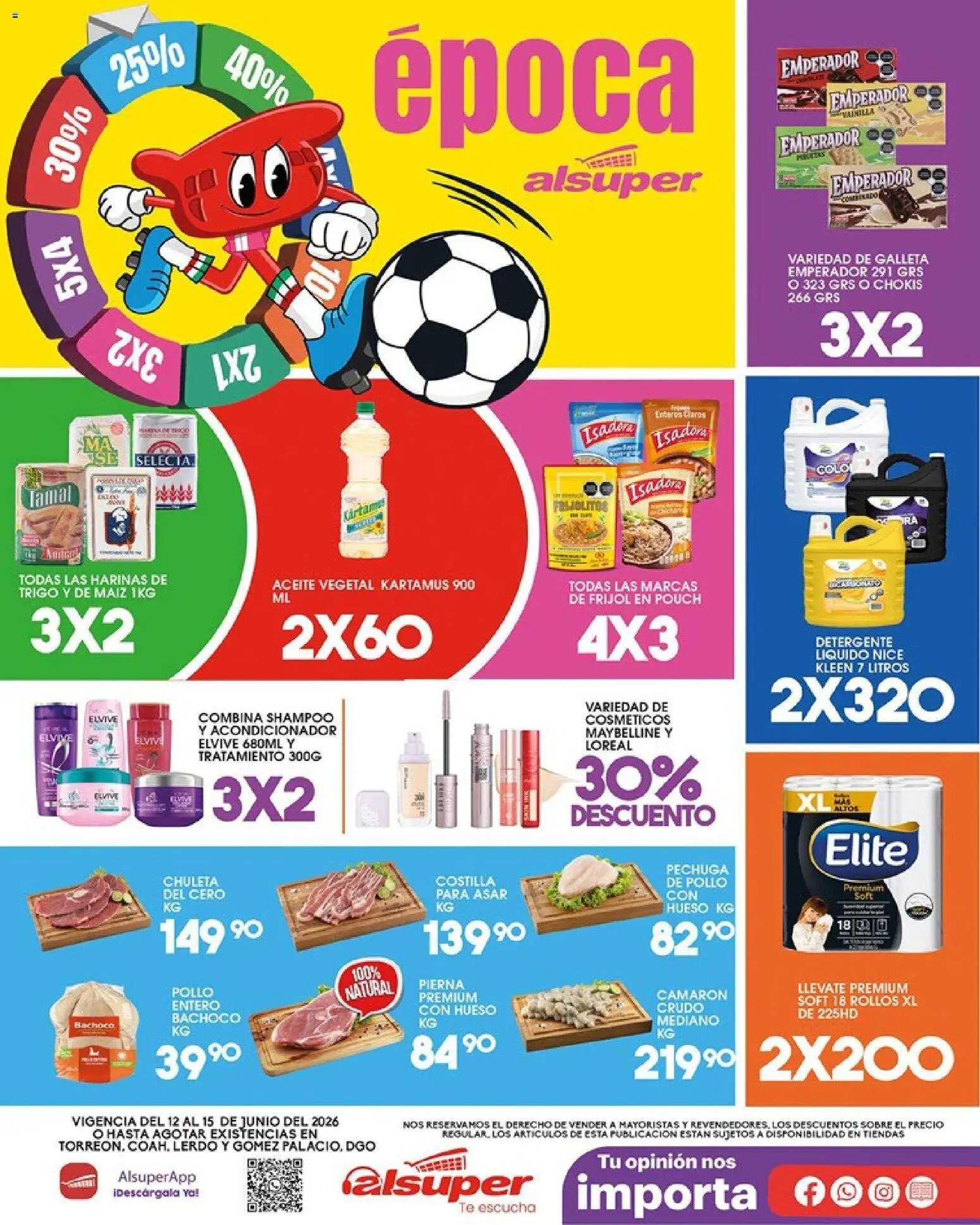 Nuevas ofertas de Alsuper válidas en toda la República Mexicana desde el 12.06.2026. ¡Encuentra las mejores ofertas en Alsuper folleto Torreon! | Página: 1 | Productos: Maíz, Té, Acondicionador, Sobre