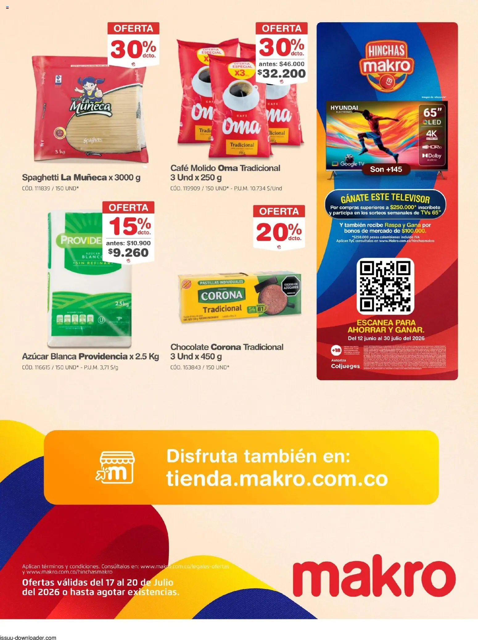 Makro revista - valida desde el 17/07/2026 | Página: 7 | Productos: Televisor, Audio, Café, Chocolate