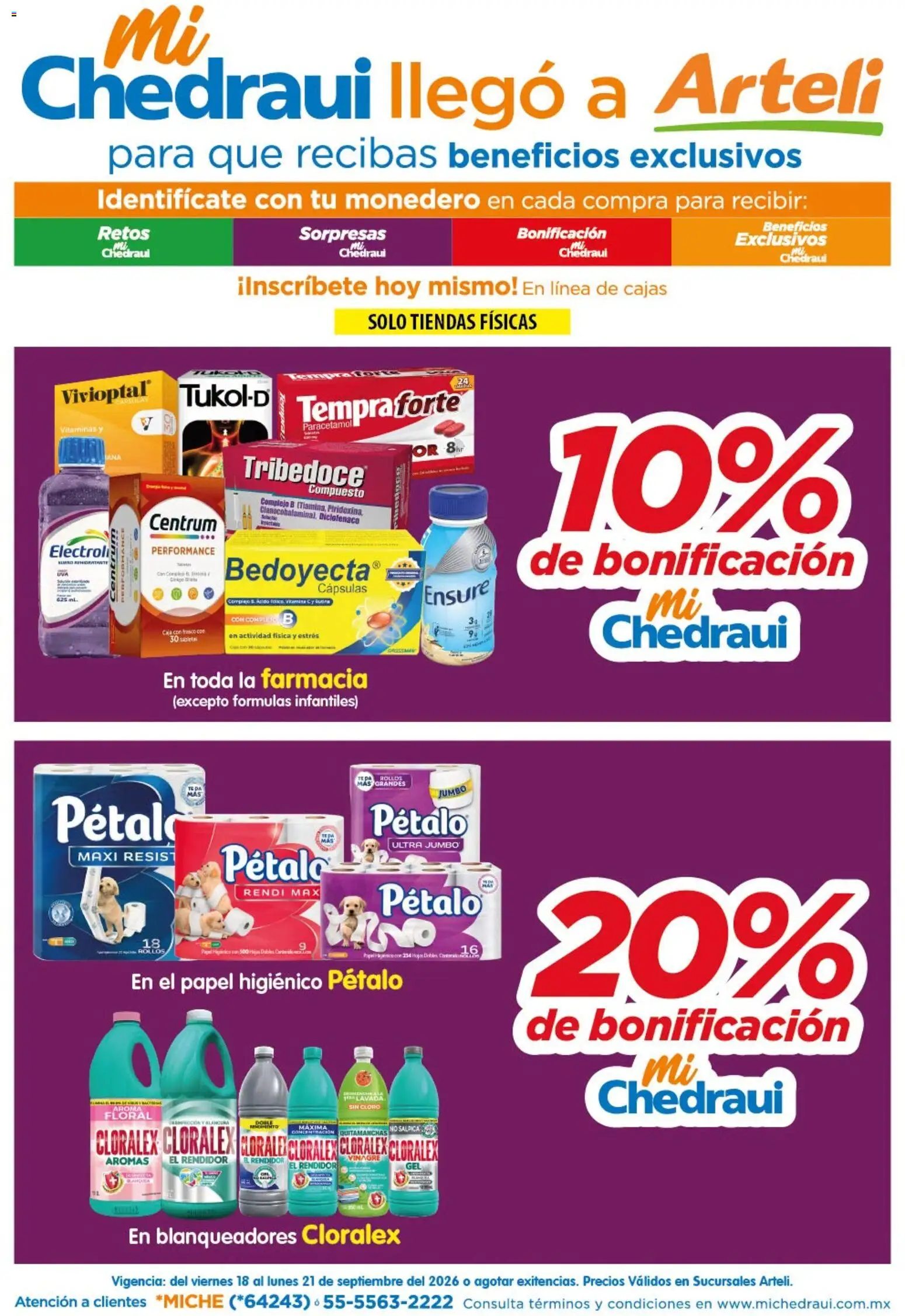 Nuevas ofertas de Arteli válidas en toda la República Mexicana desde el 18/09/2026. ¡Encuentra las mejores ofertas en Arteli folleto Mi Chedraui llegó! | Página: 1 | Productos: Quitamanchas, Frasco, Vitaminas, Papel higiénico