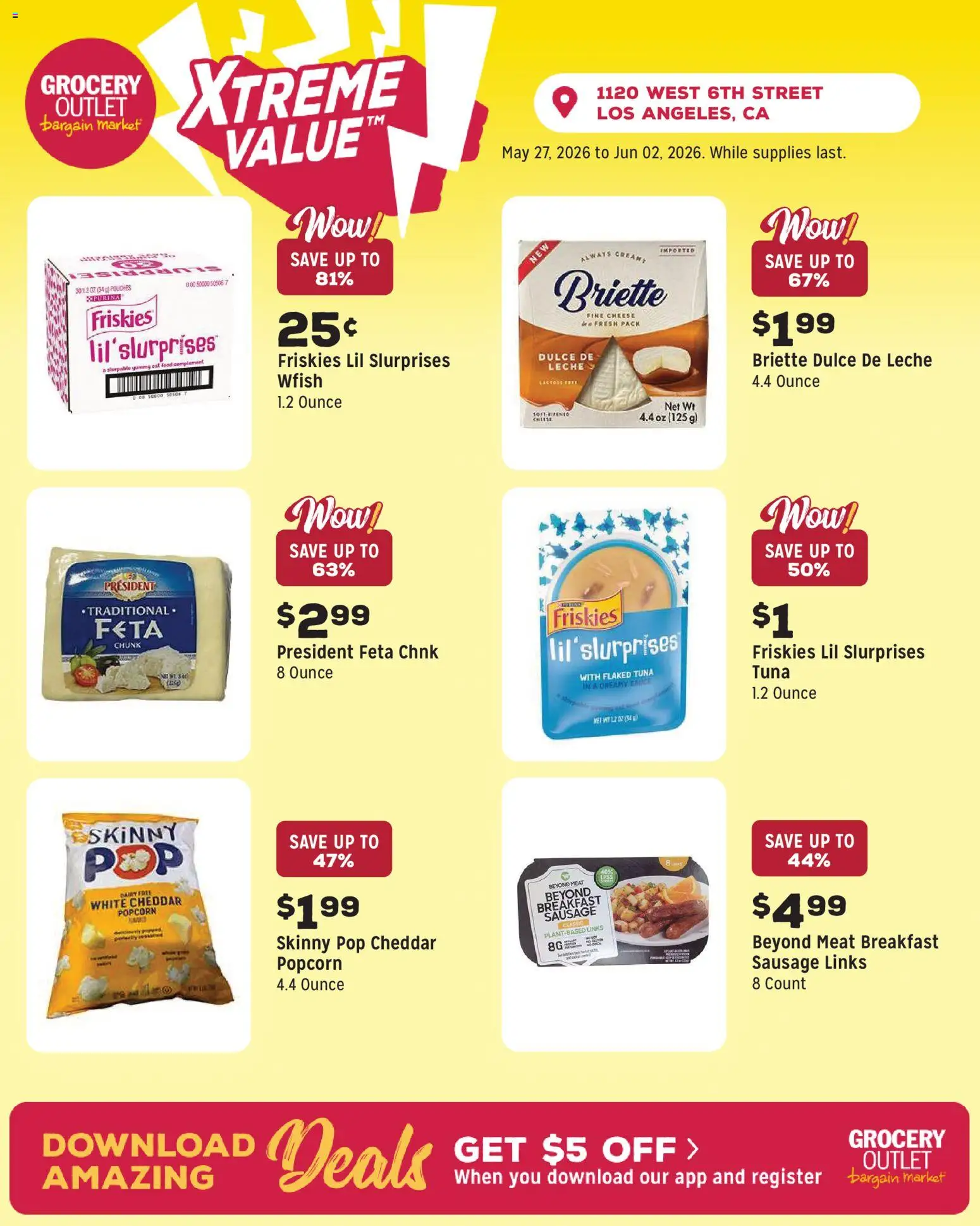 Grocery Outlet Weekly Ad - CA - valid from 27.05.2026 | Page: 6 | Products: Cat Food, Cheese, Sausage