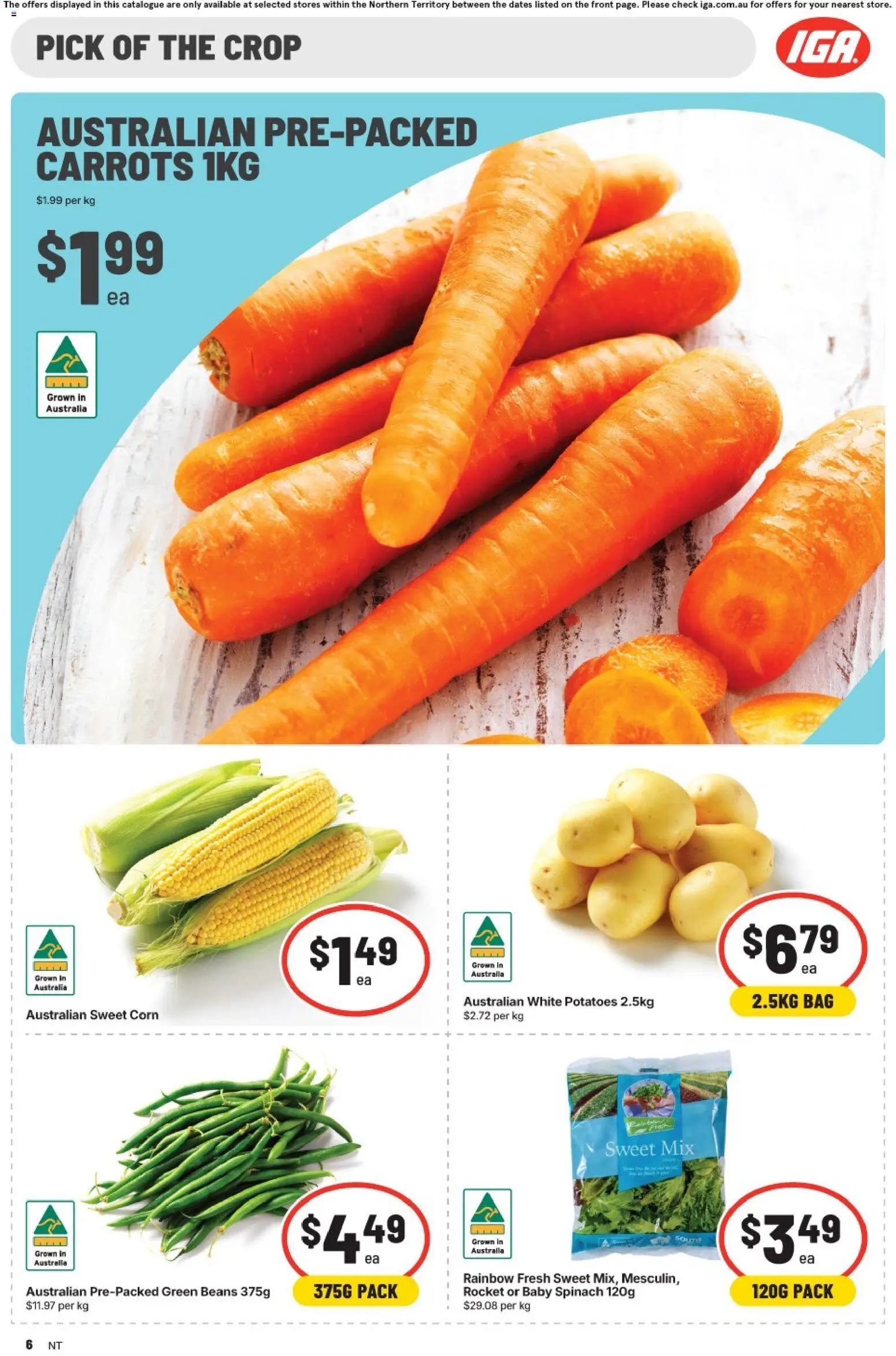 IGA catalogue - valid from 16/09/2026 | Page: 7 | Products: Corn, Carrots, Rocket, Spinach