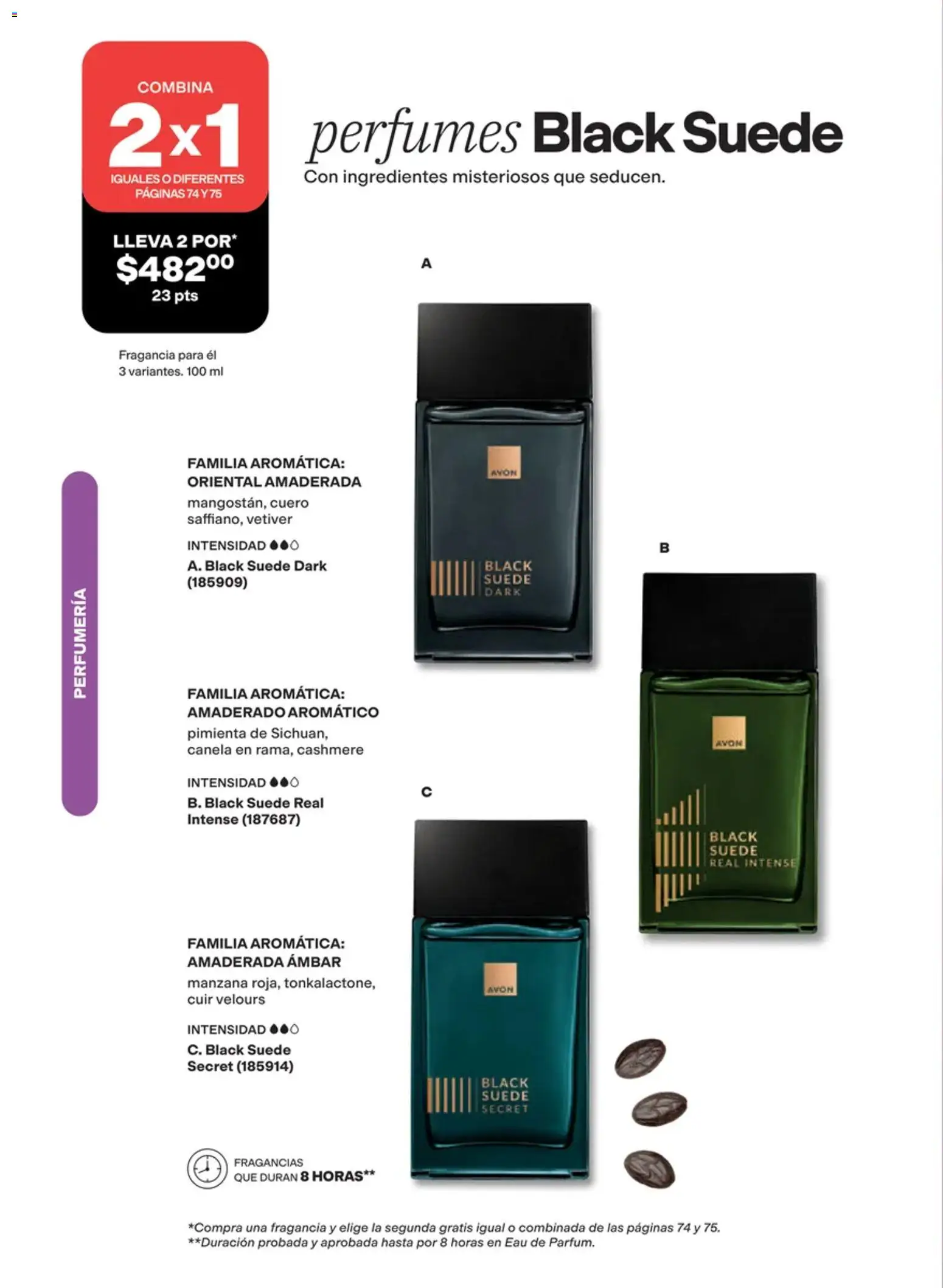 Nuevas ofertas de AVON válidas en toda la República Mexicana desde el 02/10/2026. ¡Encuentra las mejores ofertas en AVON campaña 15 2026! | Página: 74 | Productos: Pimienta, Manzana, Ingredientes, Fragancia