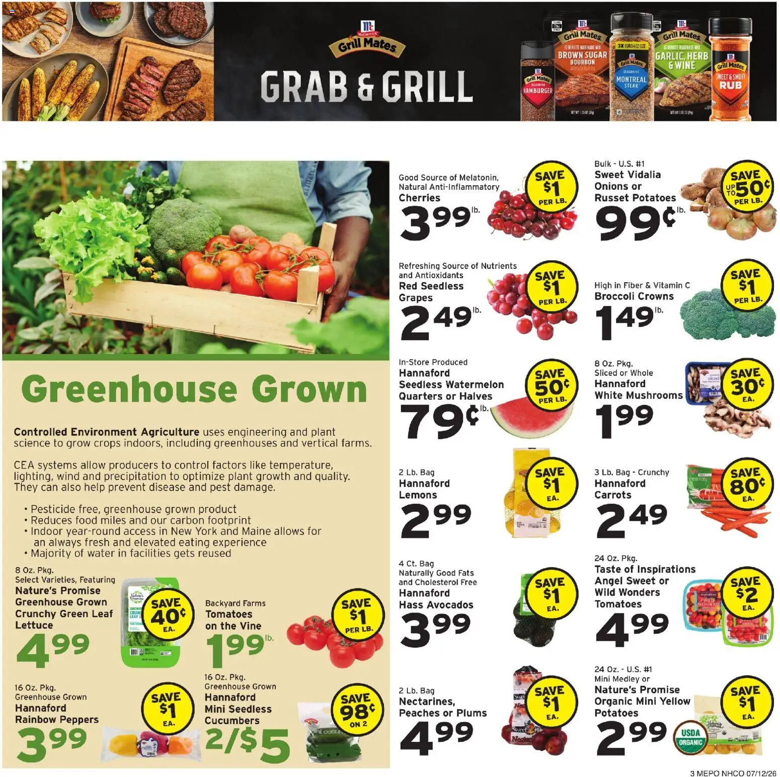 Hannaford Weekly Ad - valid from 07/12/2026 | Page: 3 | Products: Vitamin, Lettuce, Wine, Grapes