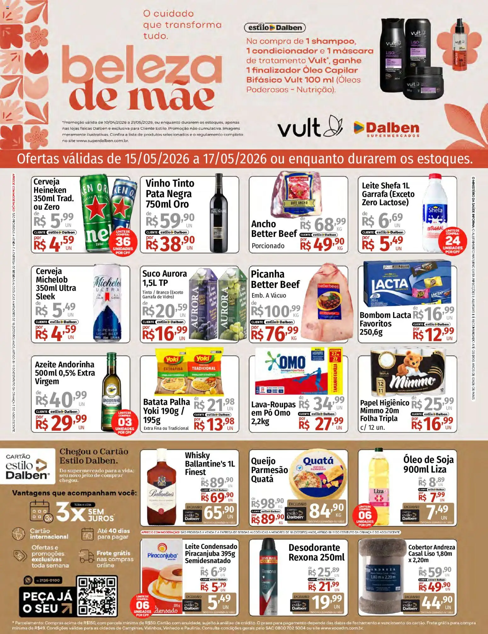 Supermercado Dalben Folheto - válido de 15.05.2026 | Página: 1 | Produtos: Shampoo, Cobertor, Suco, Bombom