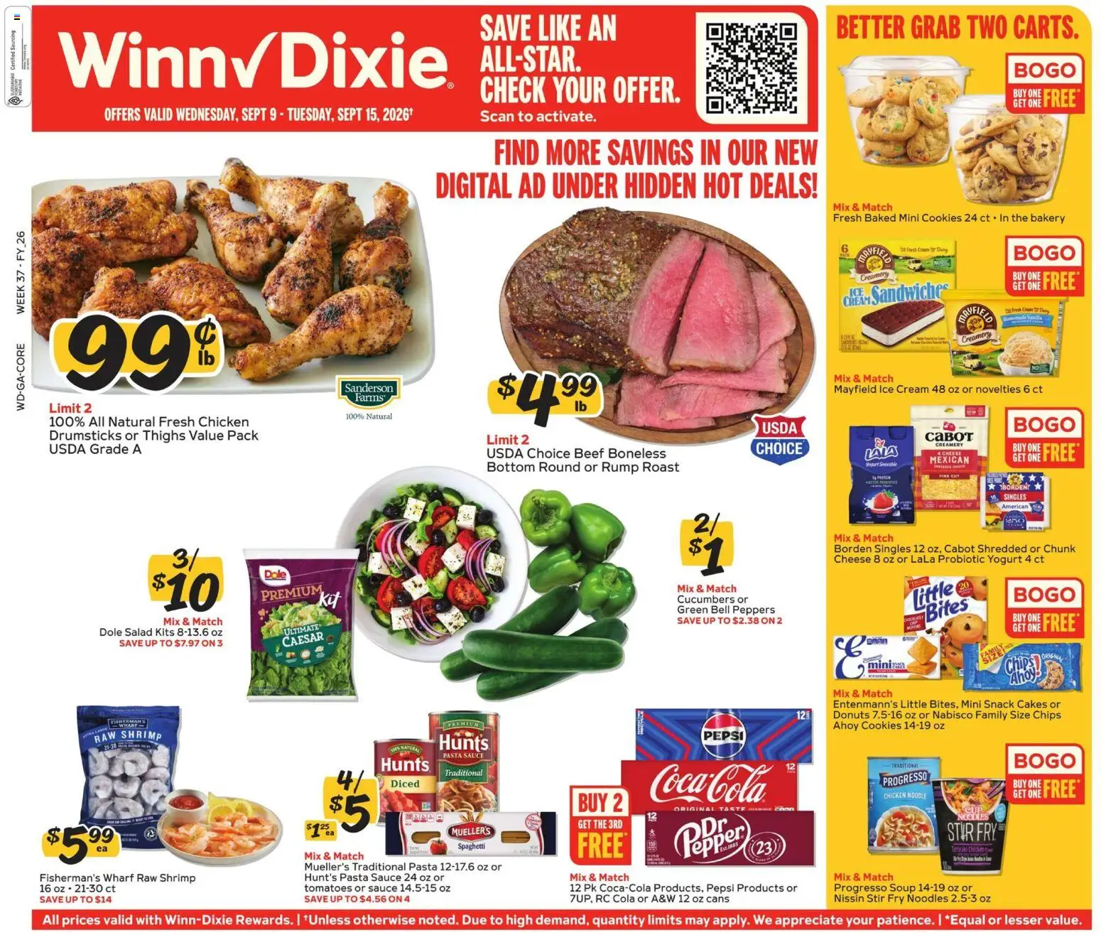 Winn Dixie Weekly Ad - valid from 09/09/2026 | Page: 1 | Products: Yogurt, Pasta, Chips, Sauce